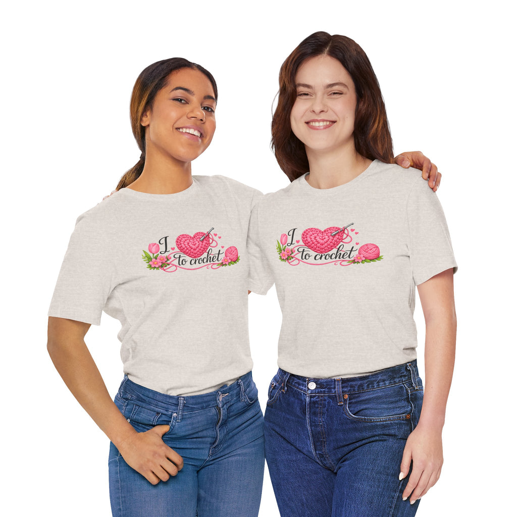 Love to Crochet T-Shirt | Crochet Heart Graphic, Tulip Tee