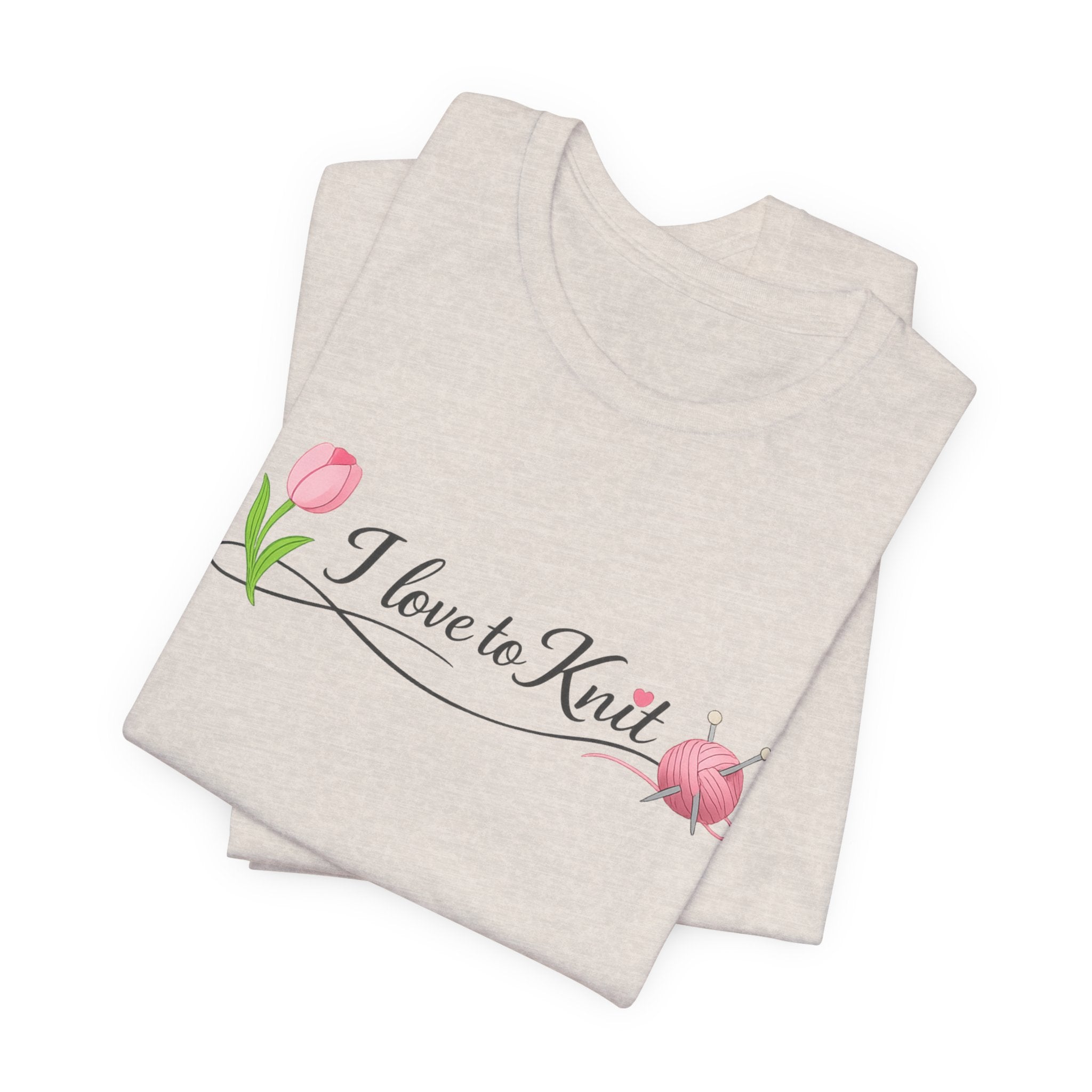 I Love to Knit T-Shirt | Knitting Heart Graphic, Tulip and Yarn Tee