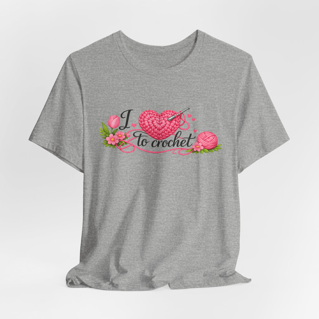 Love to Crochet T-Shirt | Crochet Heart Graphic, Tulip Tee