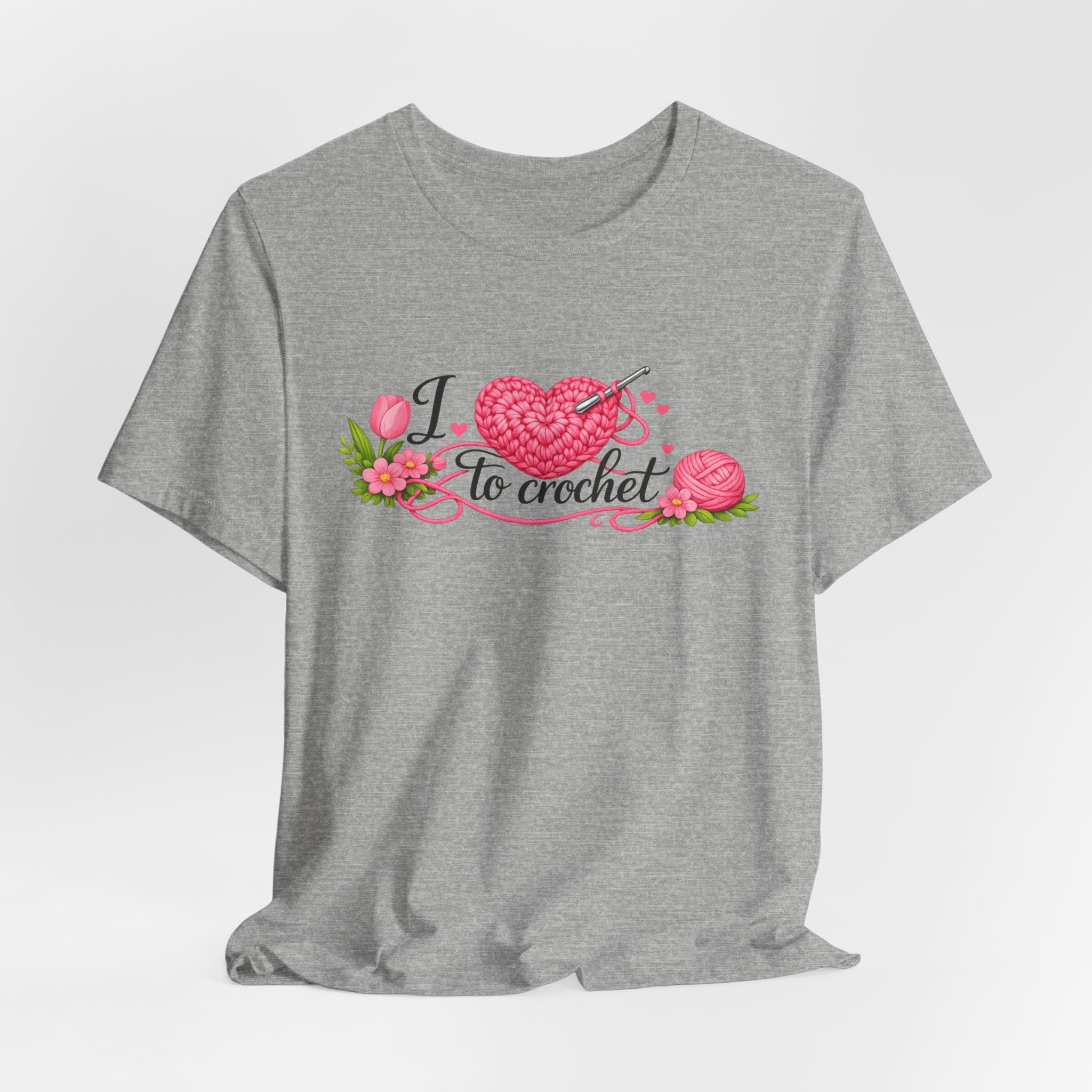 Love to Crochet T-Shirt | Crochet Heart Graphic, Tulip Tee
