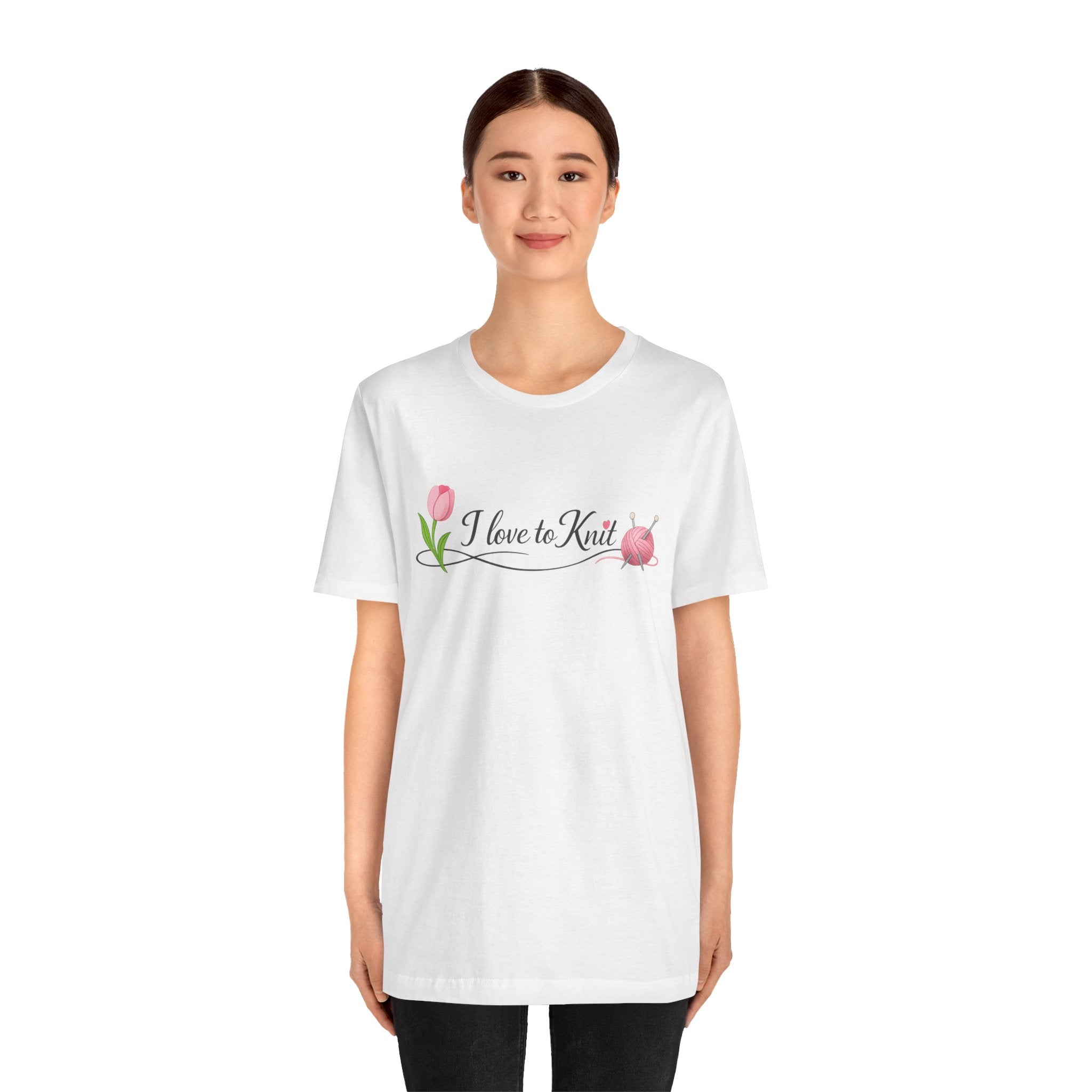 I Love to Knit T-Shirt | Knitting Heart Graphic, Tulip and Yarn Tee