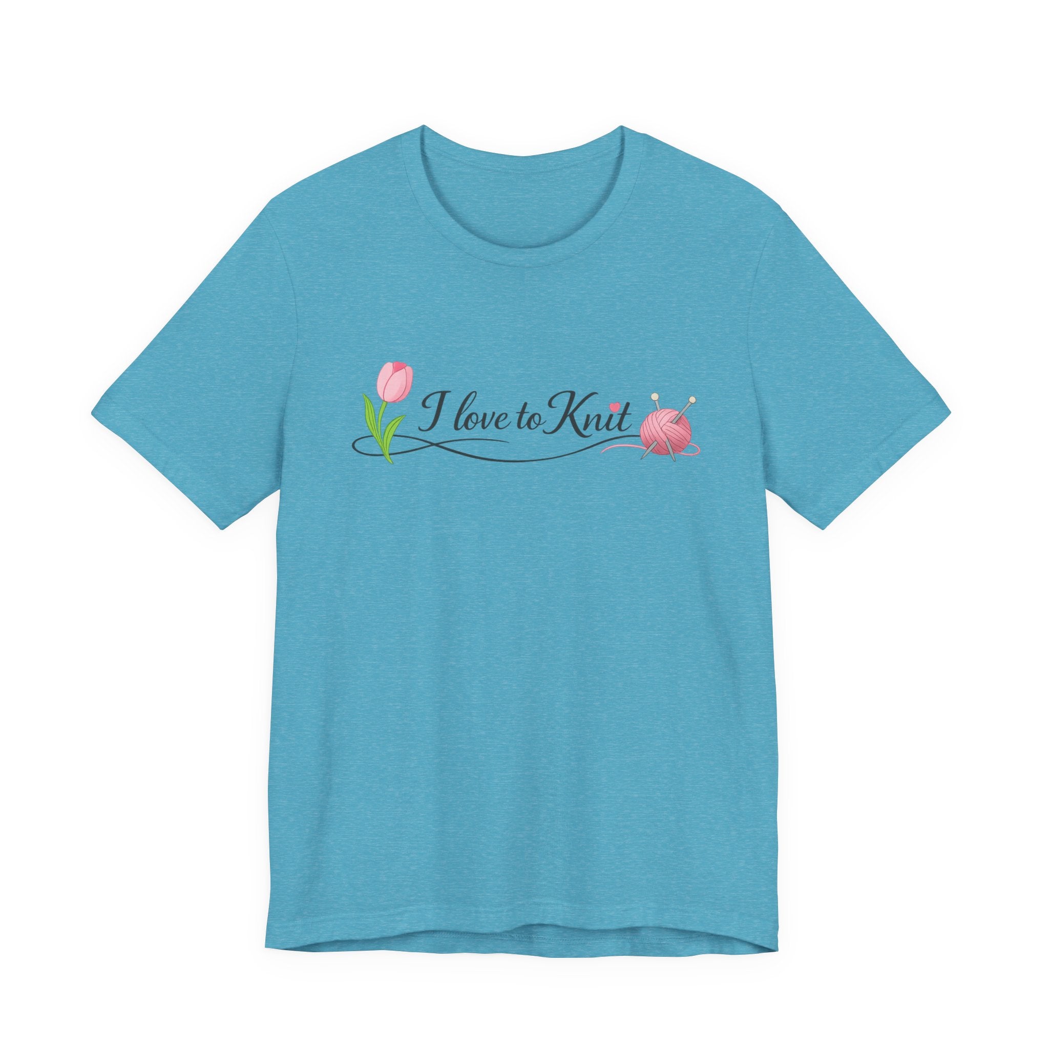 I Love to Knit T-Shirt | Knitting Heart Graphic, Tulip and Yarn Tee