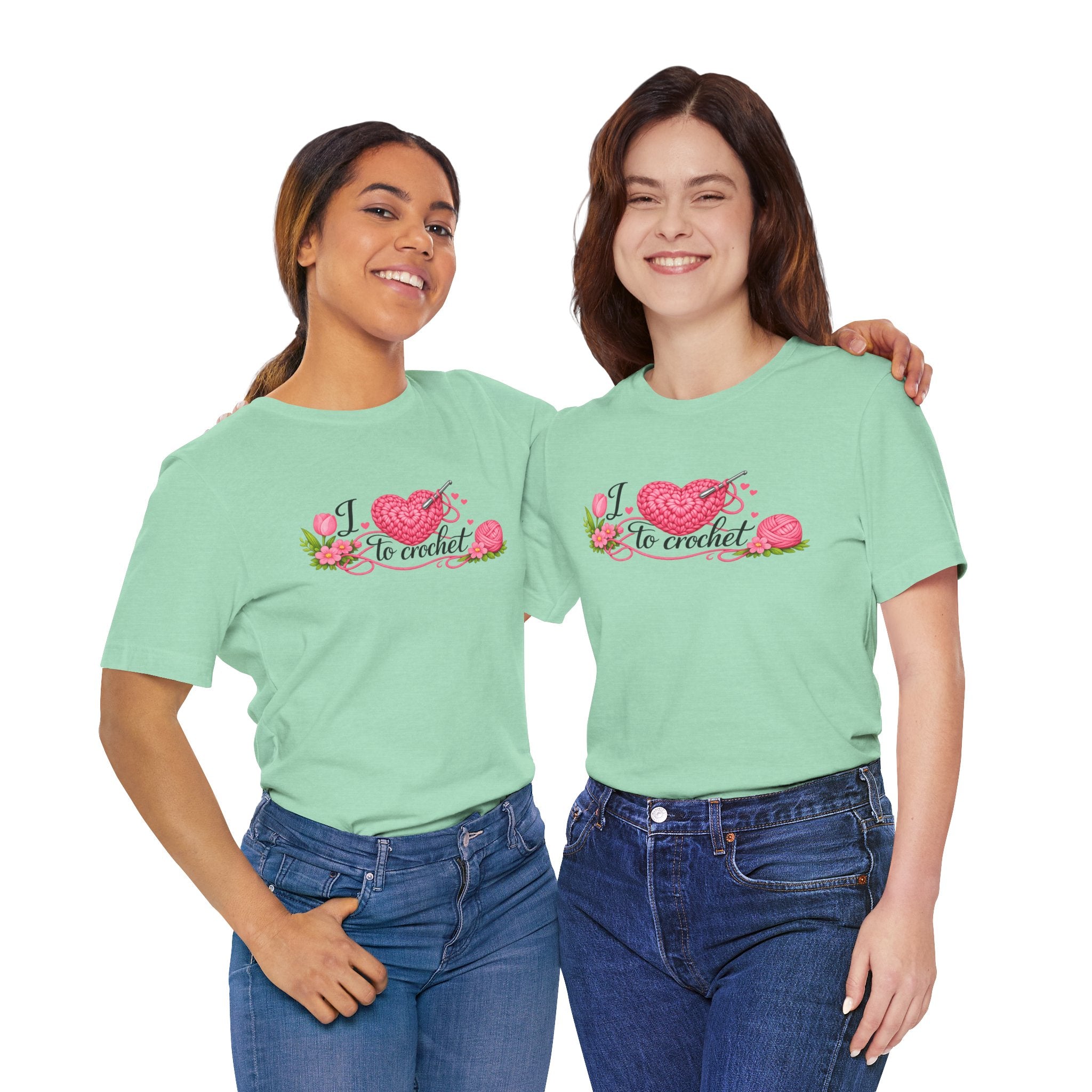 Love to Crochet T-Shirt | Crochet Heart Graphic, Tulip Tee