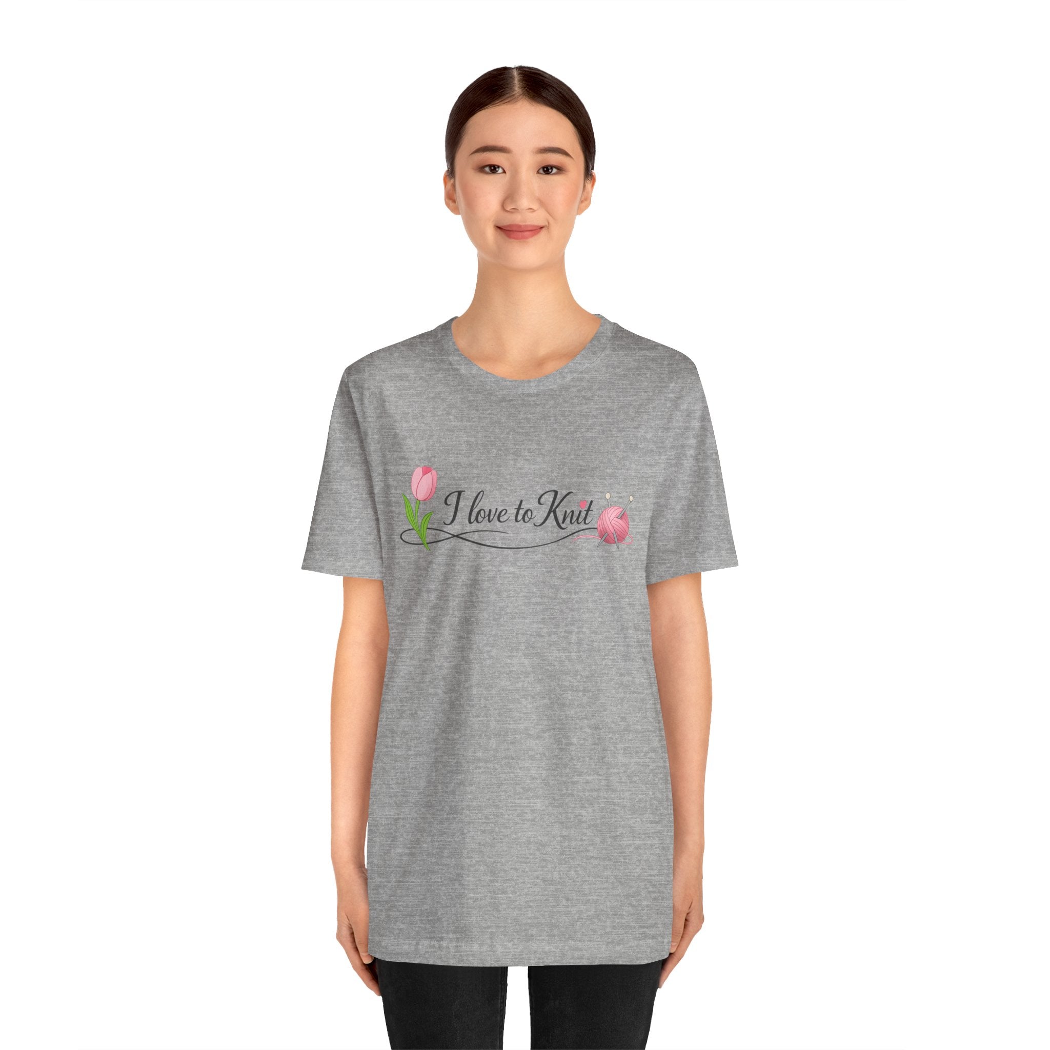 I Love to Knit T-Shirt | Knitting Heart Graphic, Tulip and Yarn Tee
