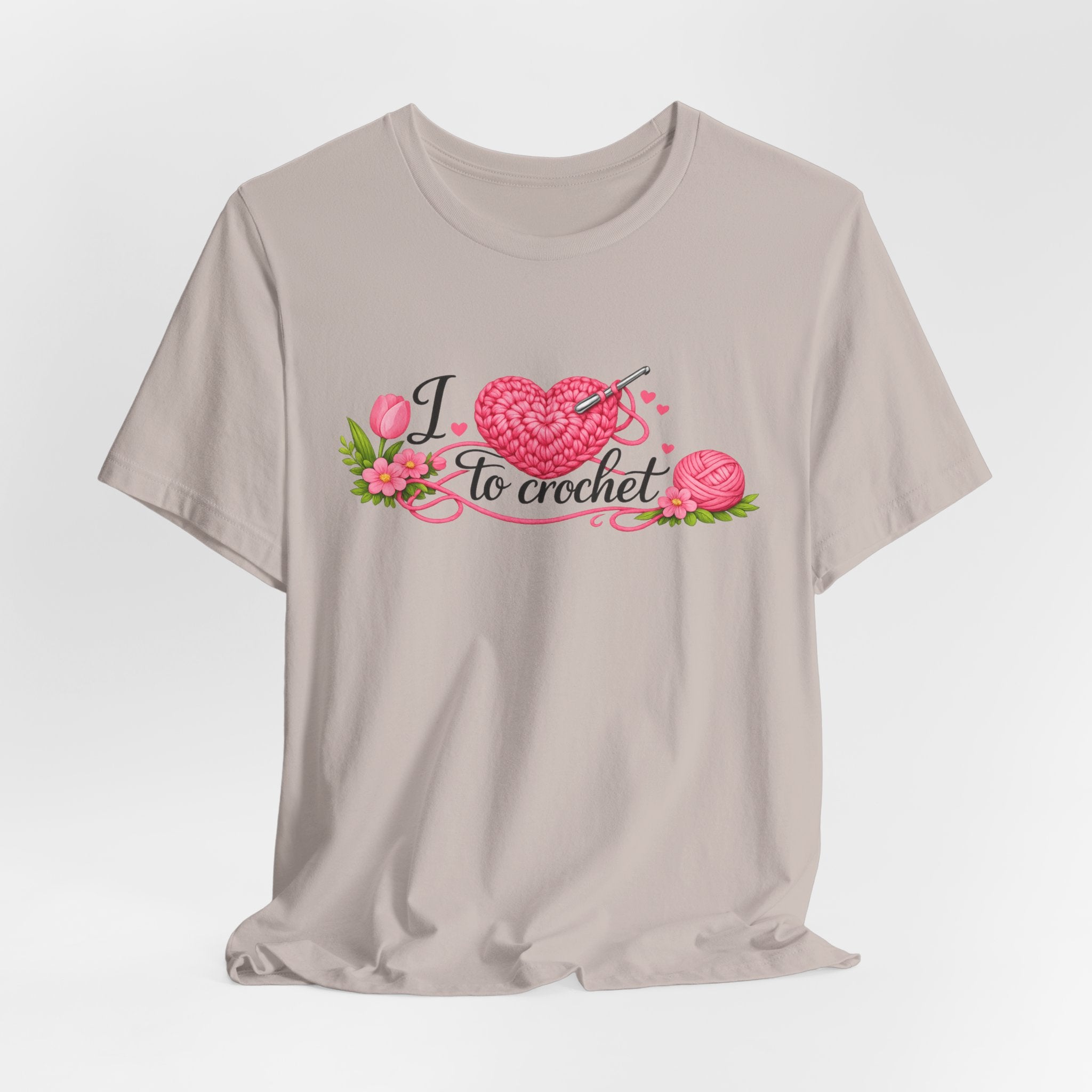 Love to Crochet T-Shirt | Crochet Heart Graphic, Tulip Tee