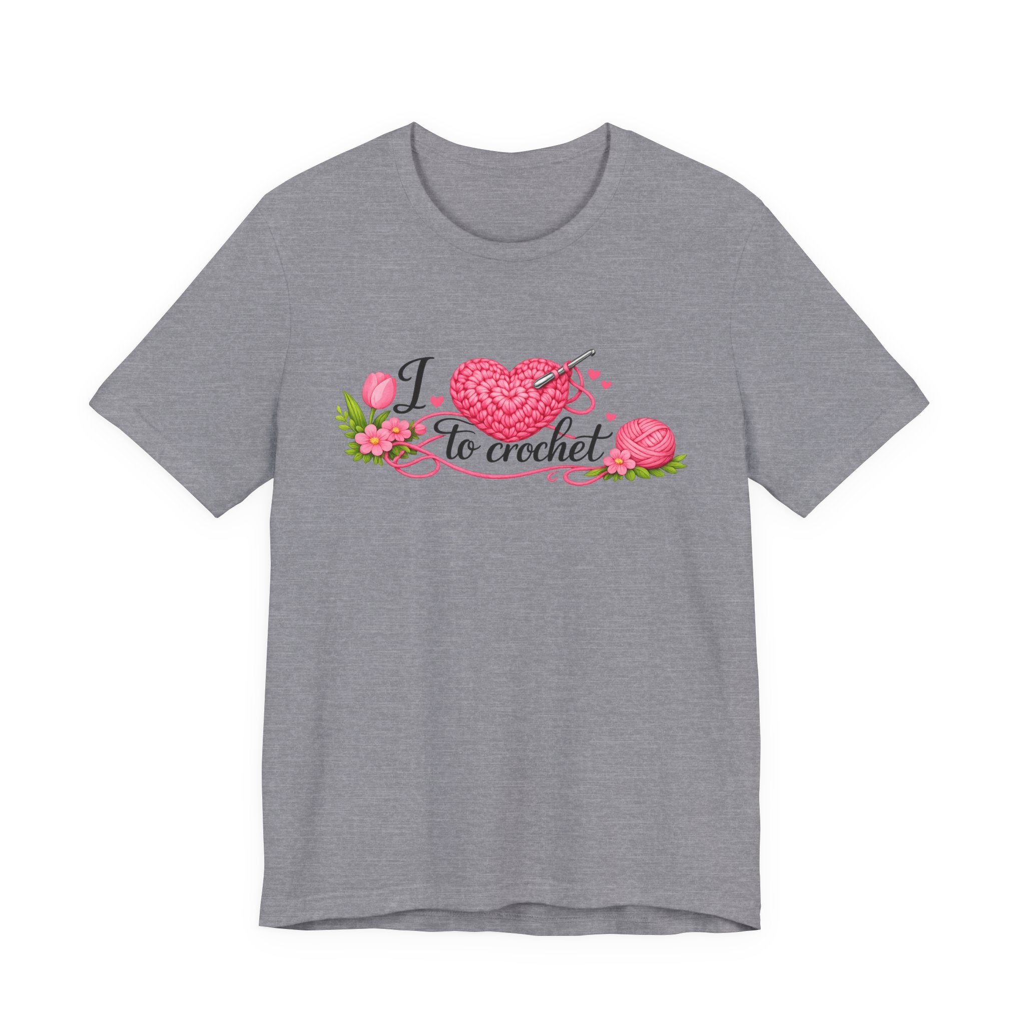Love to Crochet T-Shirt | Crochet Heart Graphic, Tulip Tee