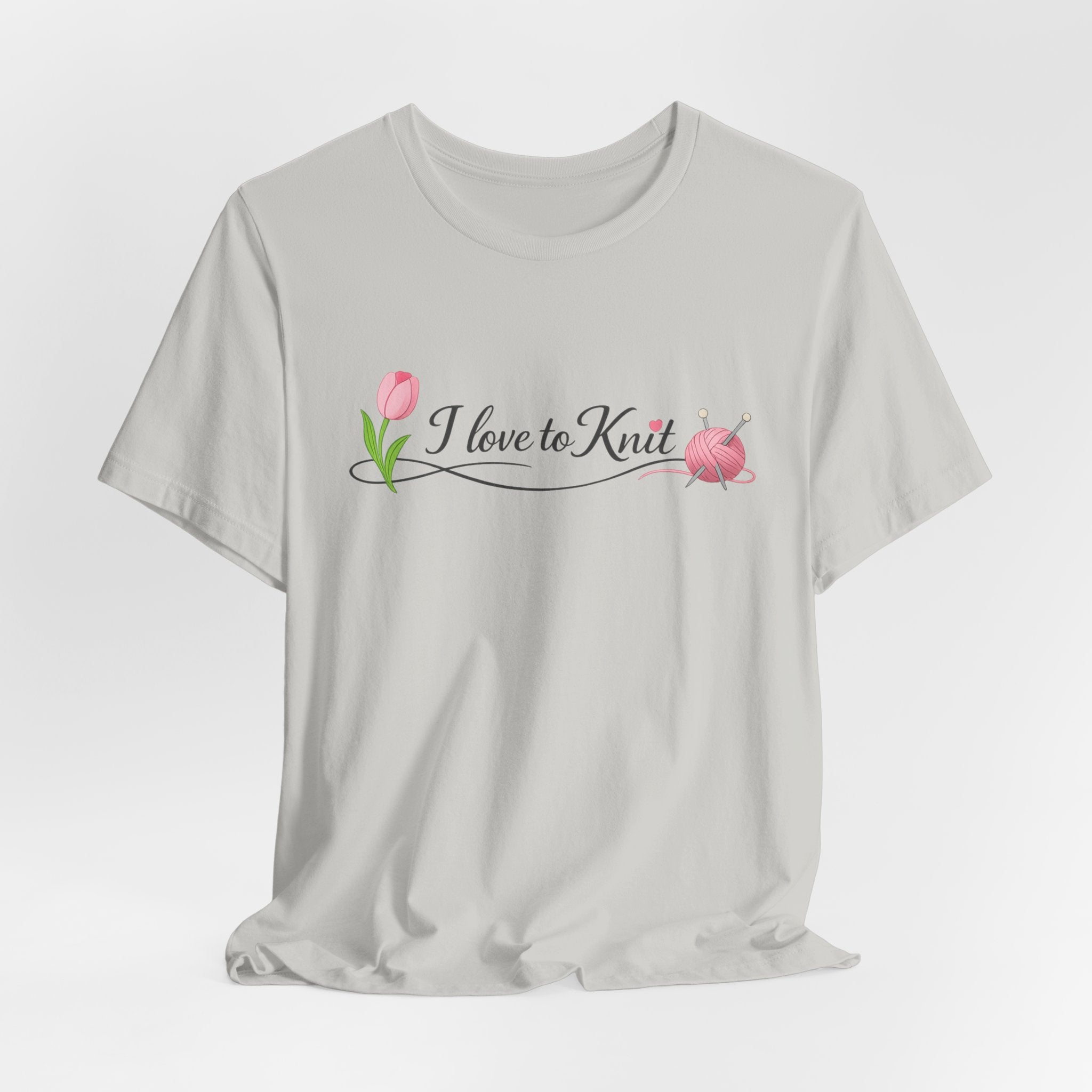 I Love to Knit T-Shirt | Knitting Heart Graphic, Tulip and Yarn Tee