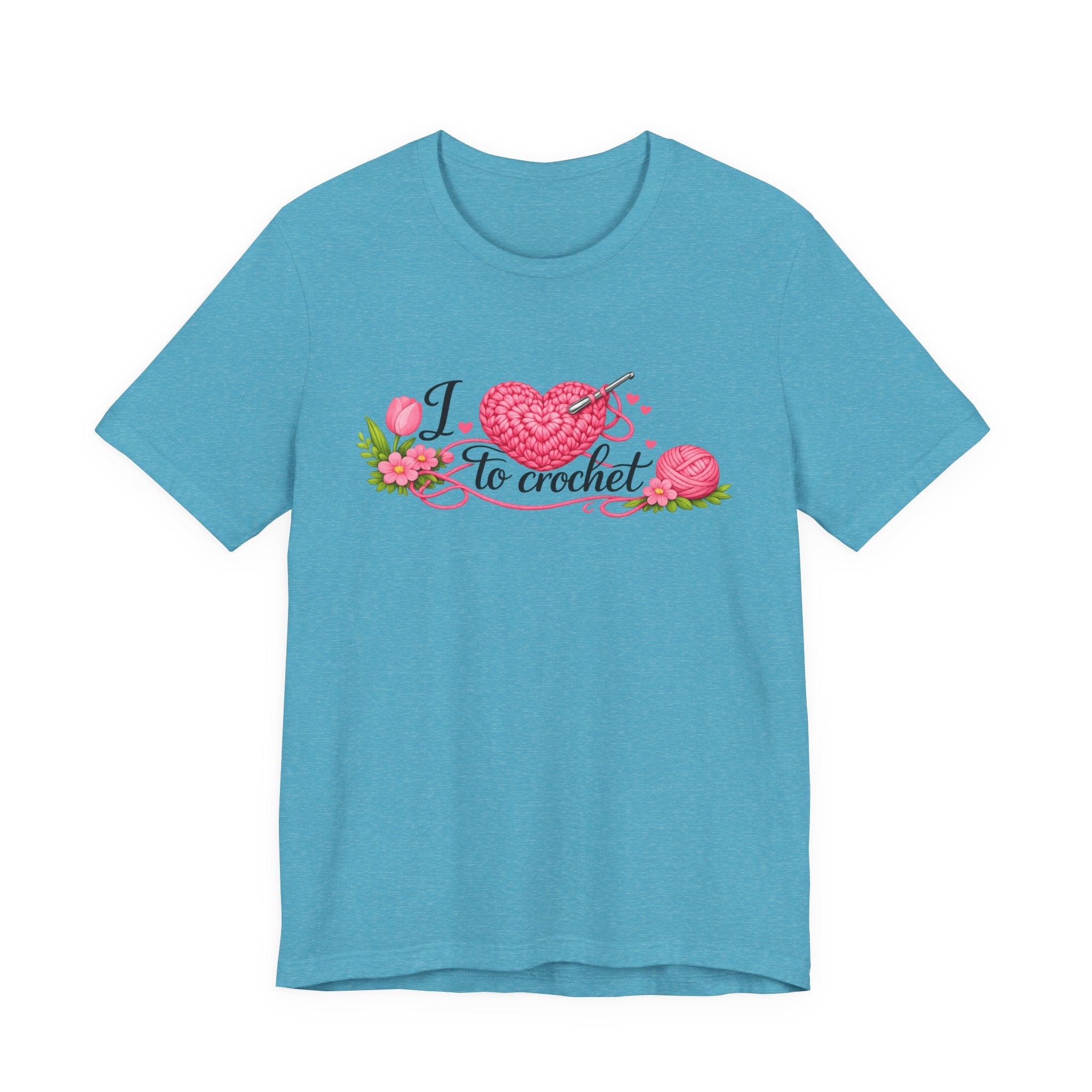 Love to Crochet T-Shirt | Crochet Heart Graphic, Tulip Tee
