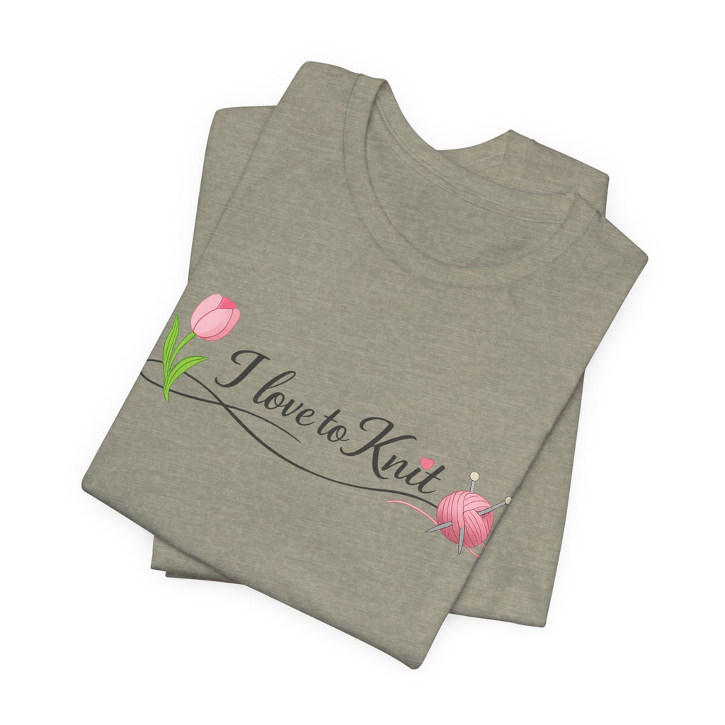 I Love to Knit T-Shirt | Knitting Heart Graphic, Tulip and Yarn Tee