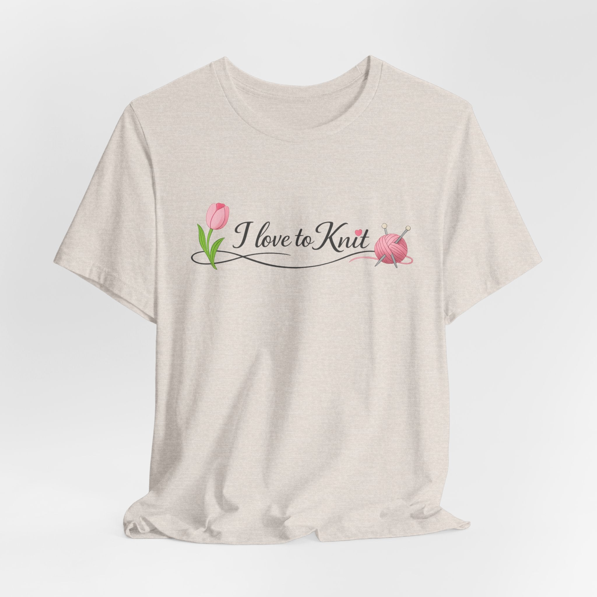 I Love to Knit T-Shirt | Knitting Heart Graphic, Tulip and Yarn Tee