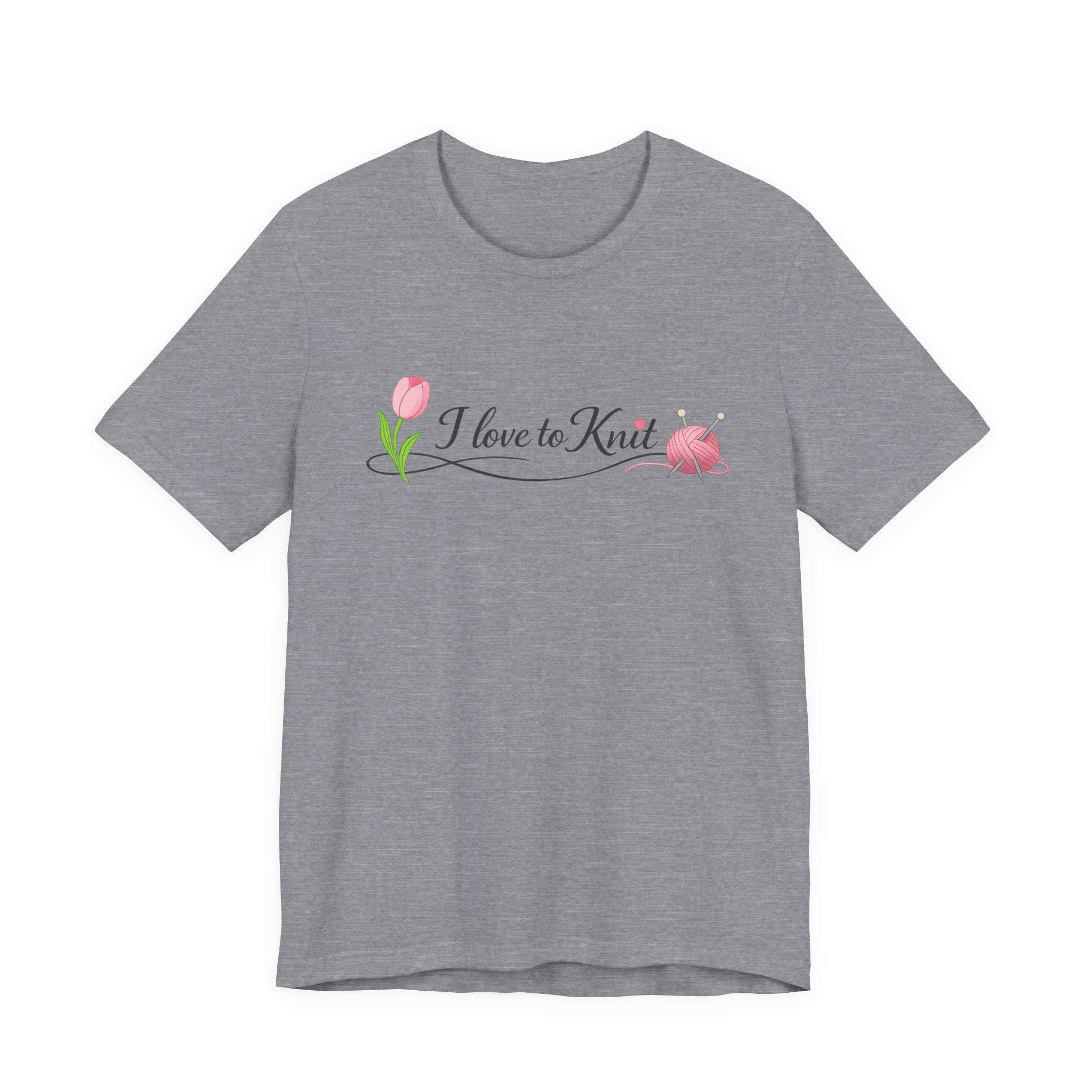 I Love to Knit T-Shirt | Knitting Heart Graphic, Tulip and Yarn Tee