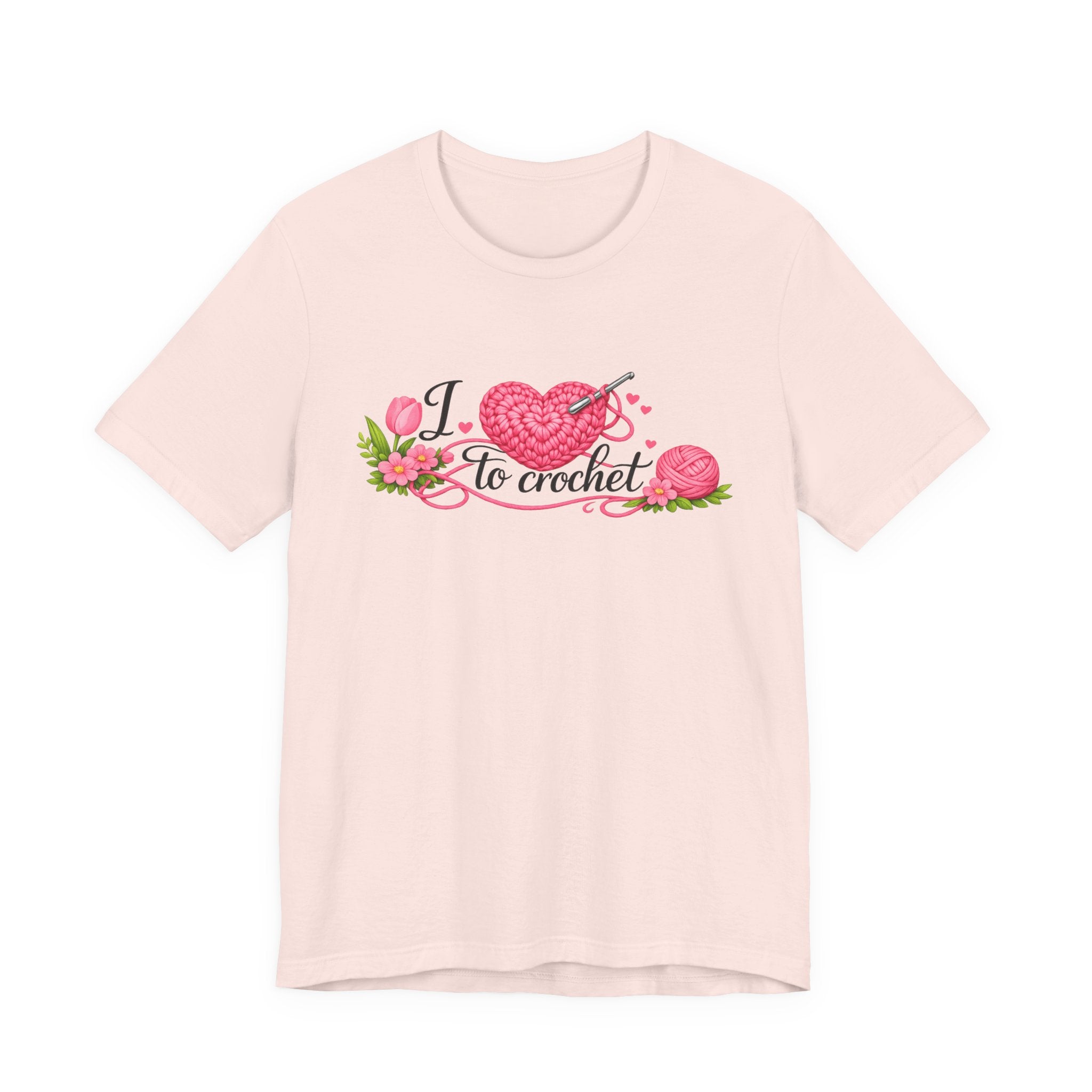 Love to Crochet T-Shirt | Crochet Heart Graphic, Tulip Tee