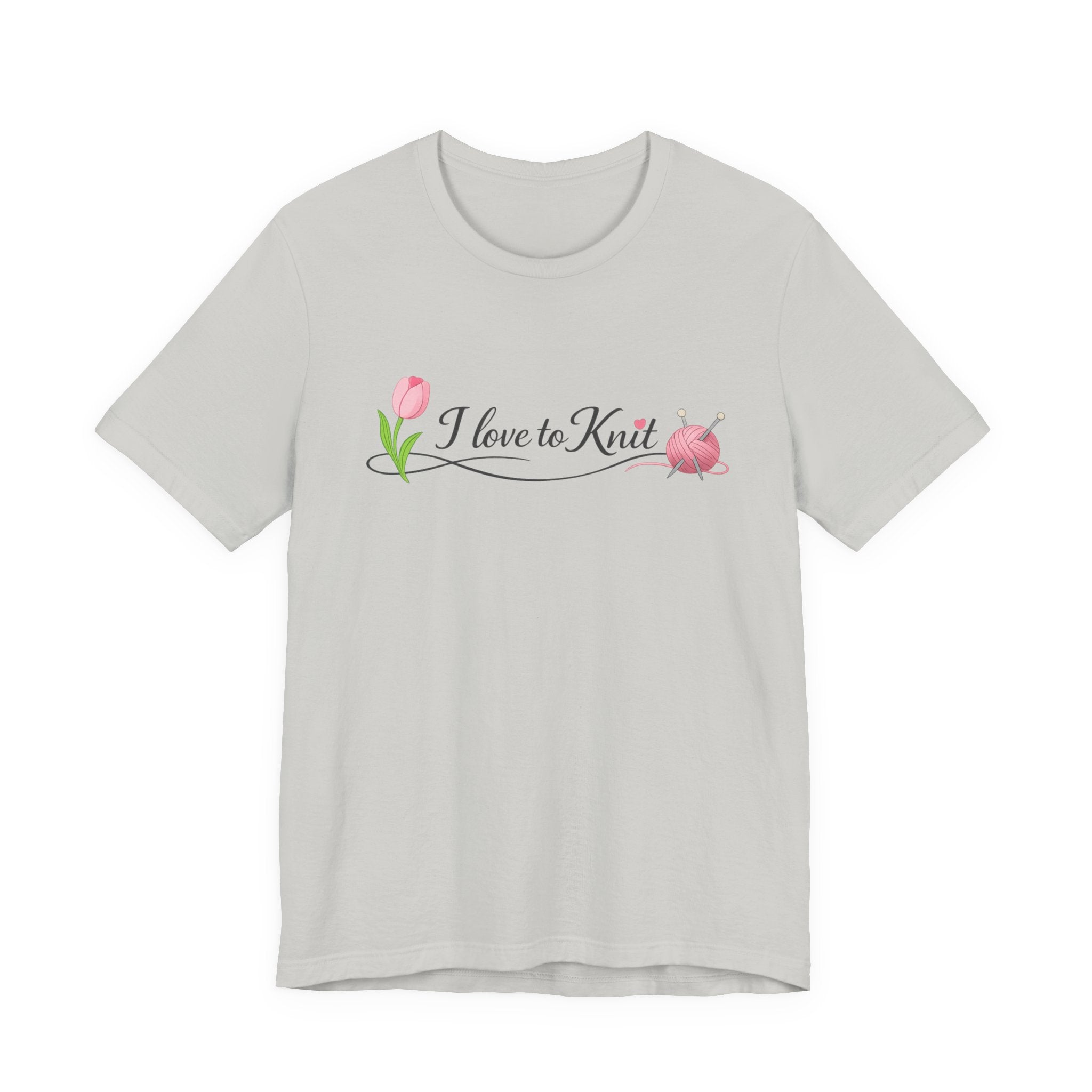 I Love to Knit T-Shirt | Knitting Heart Graphic, Tulip and Yarn Tee