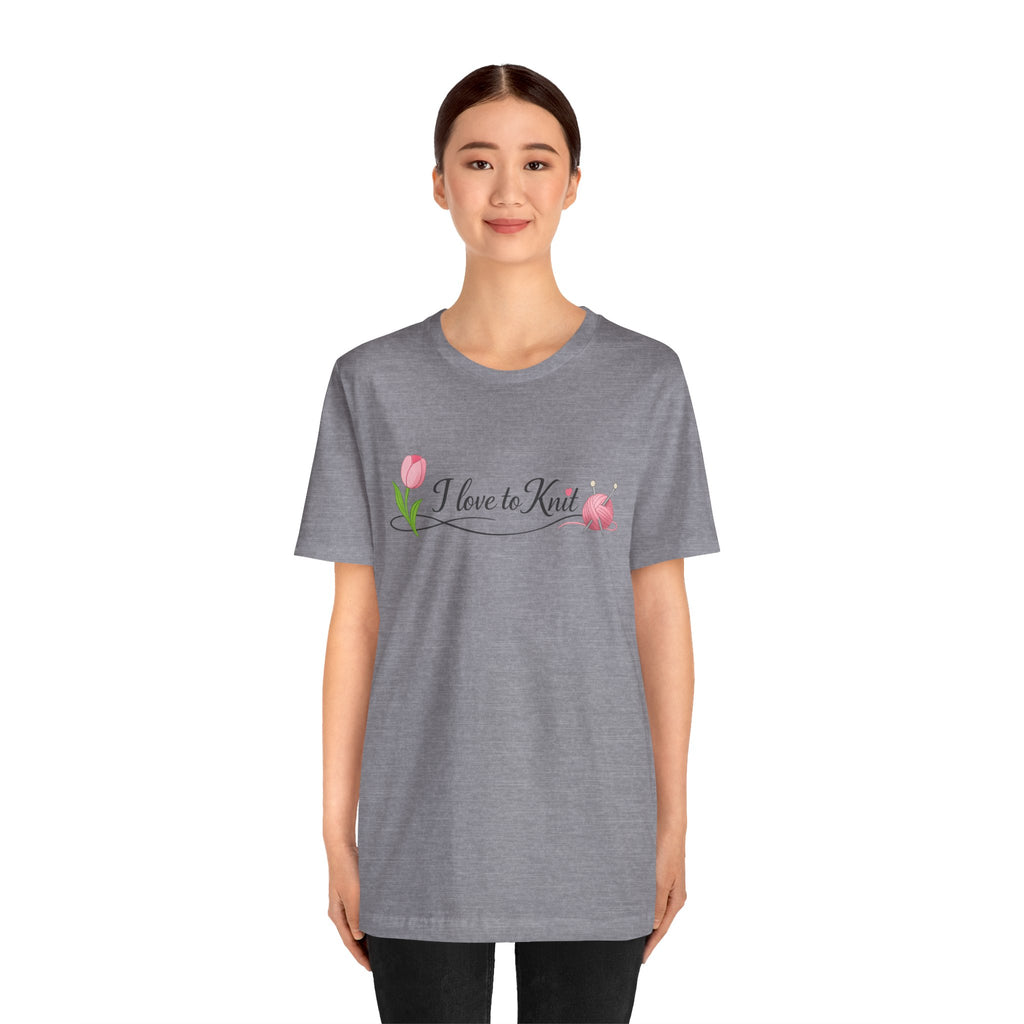 I Love to Knit T-Shirt | Knitting Heart Graphic, Tulip and Yarn Tee