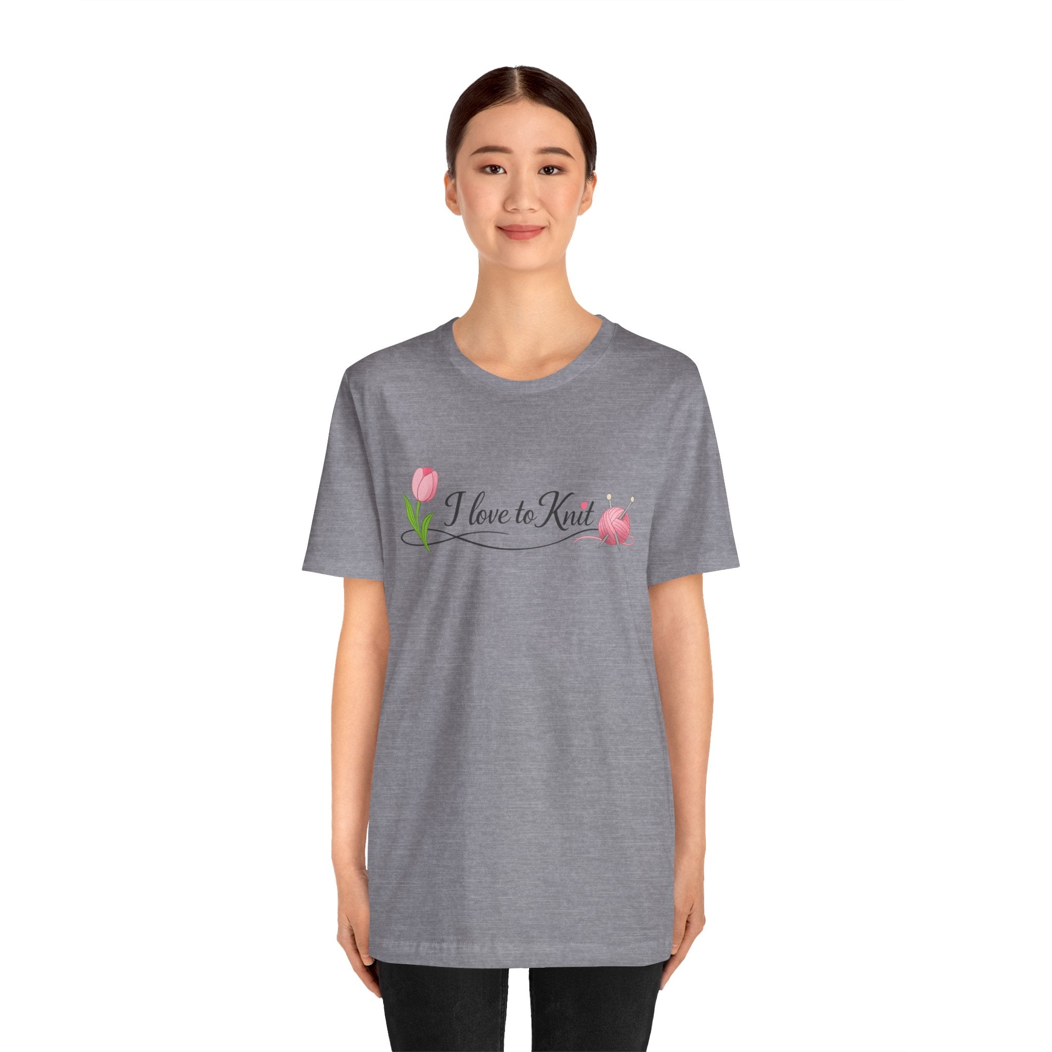 I Love to Knit T-Shirt | Knitting Heart Graphic, Tulip and Yarn Tee