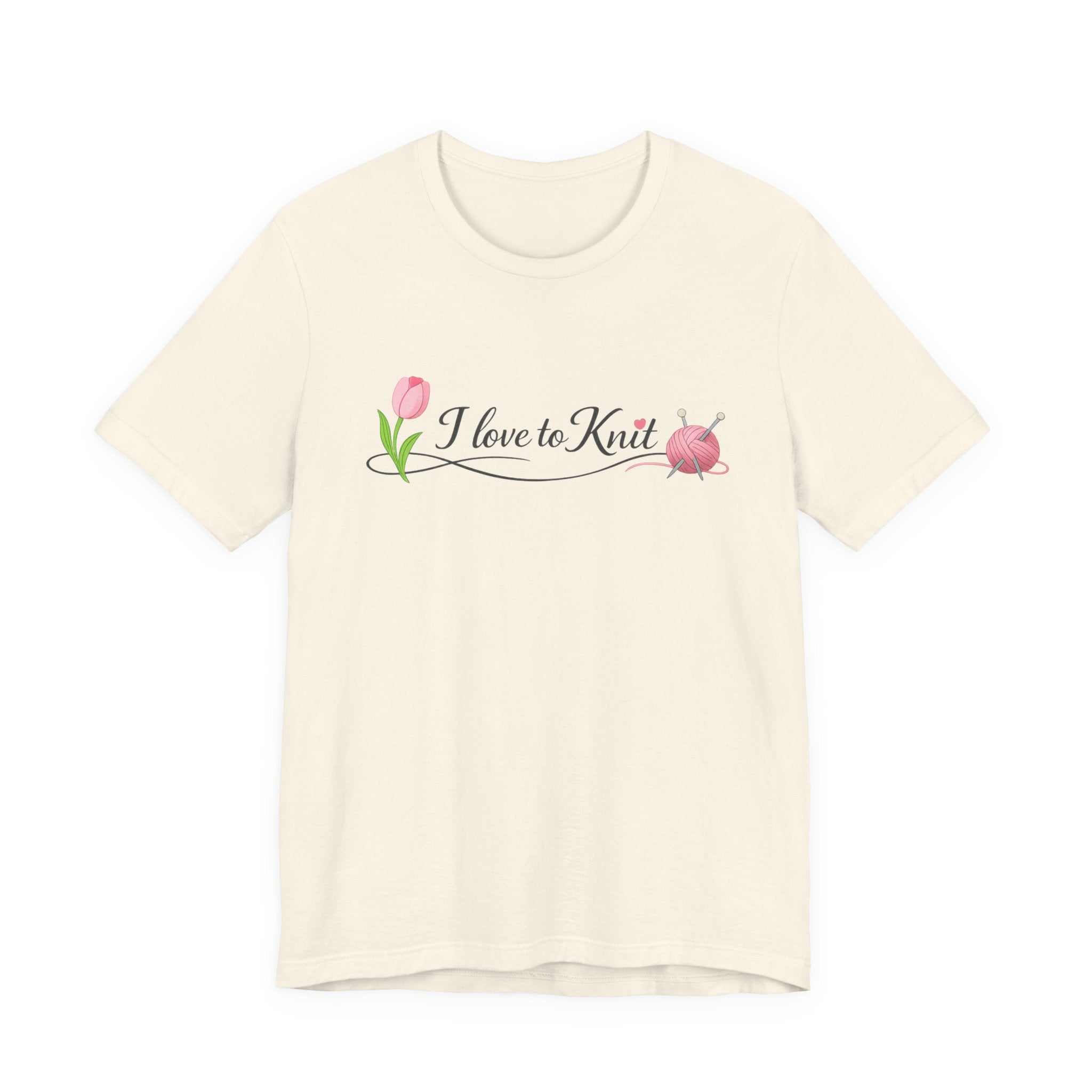 I Love to Knit T-Shirt | Knitting Heart Graphic, Tulip and Yarn Tee