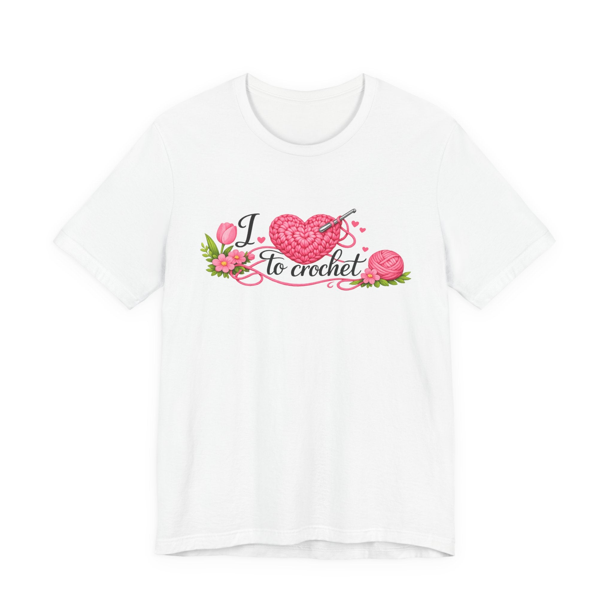 Love to Crochet T-Shirt | Crochet Heart Graphic, Tulip Tee