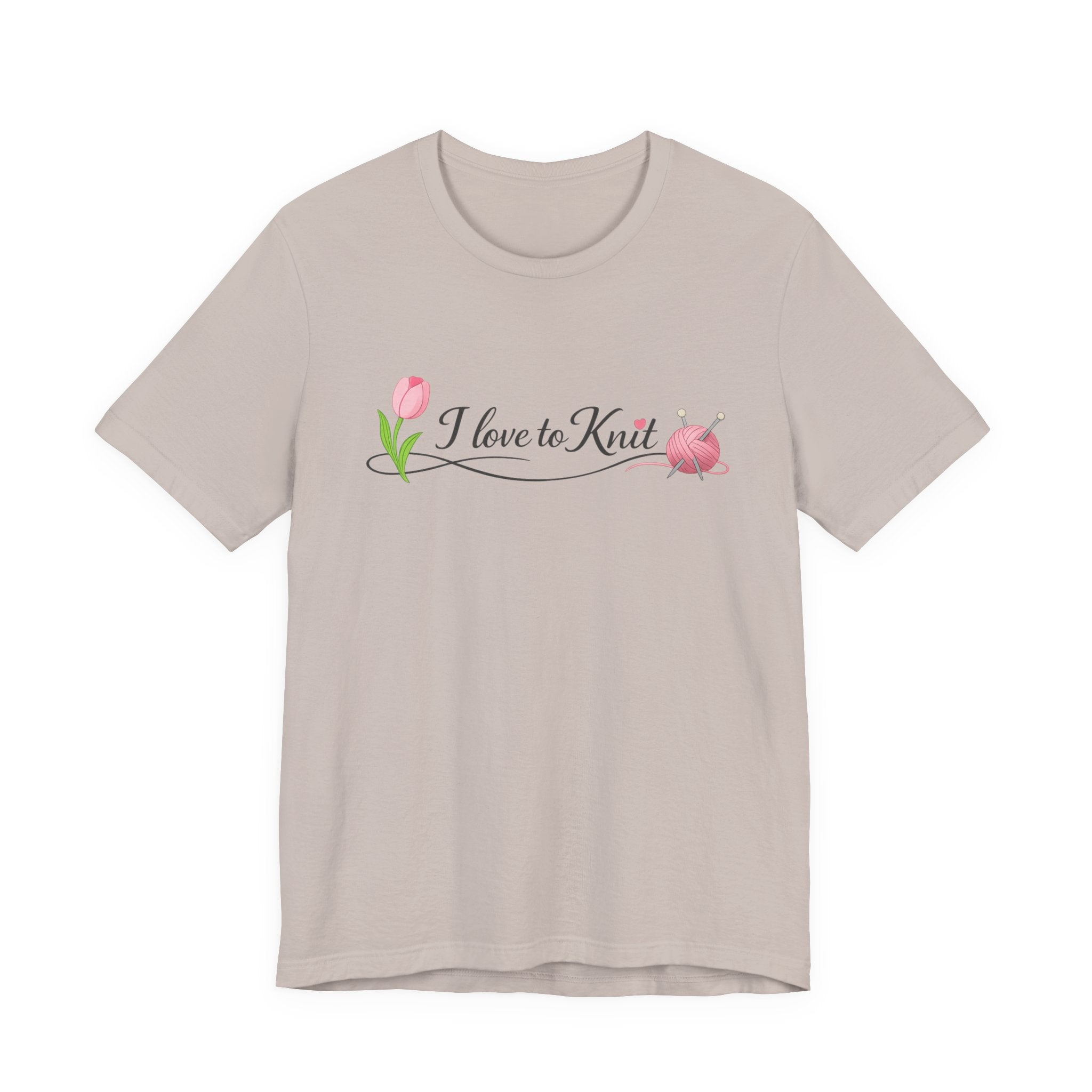 I Love to Knit T-Shirt | Knitting Heart Graphic, Tulip and Yarn Tee