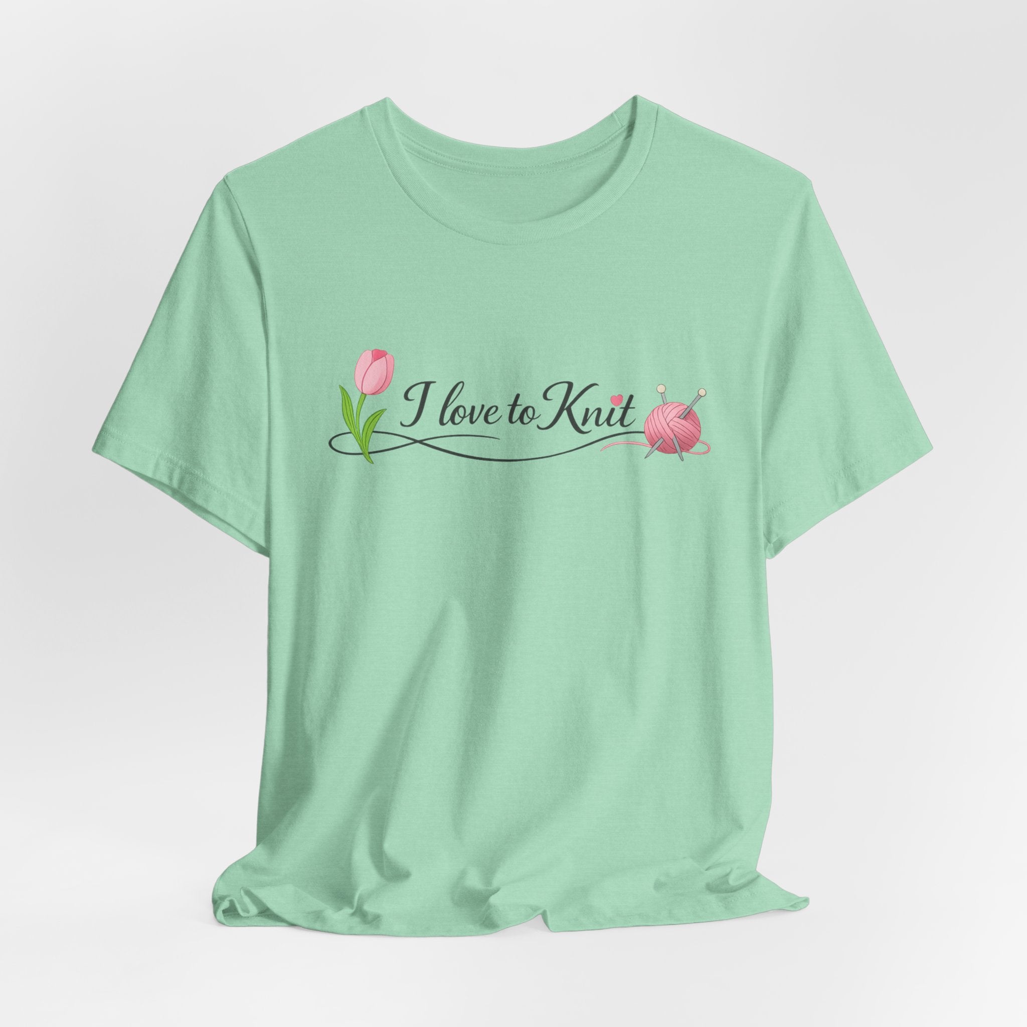 I Love to Knit T-Shirt | Knitting Heart Graphic, Tulip and Yarn Tee