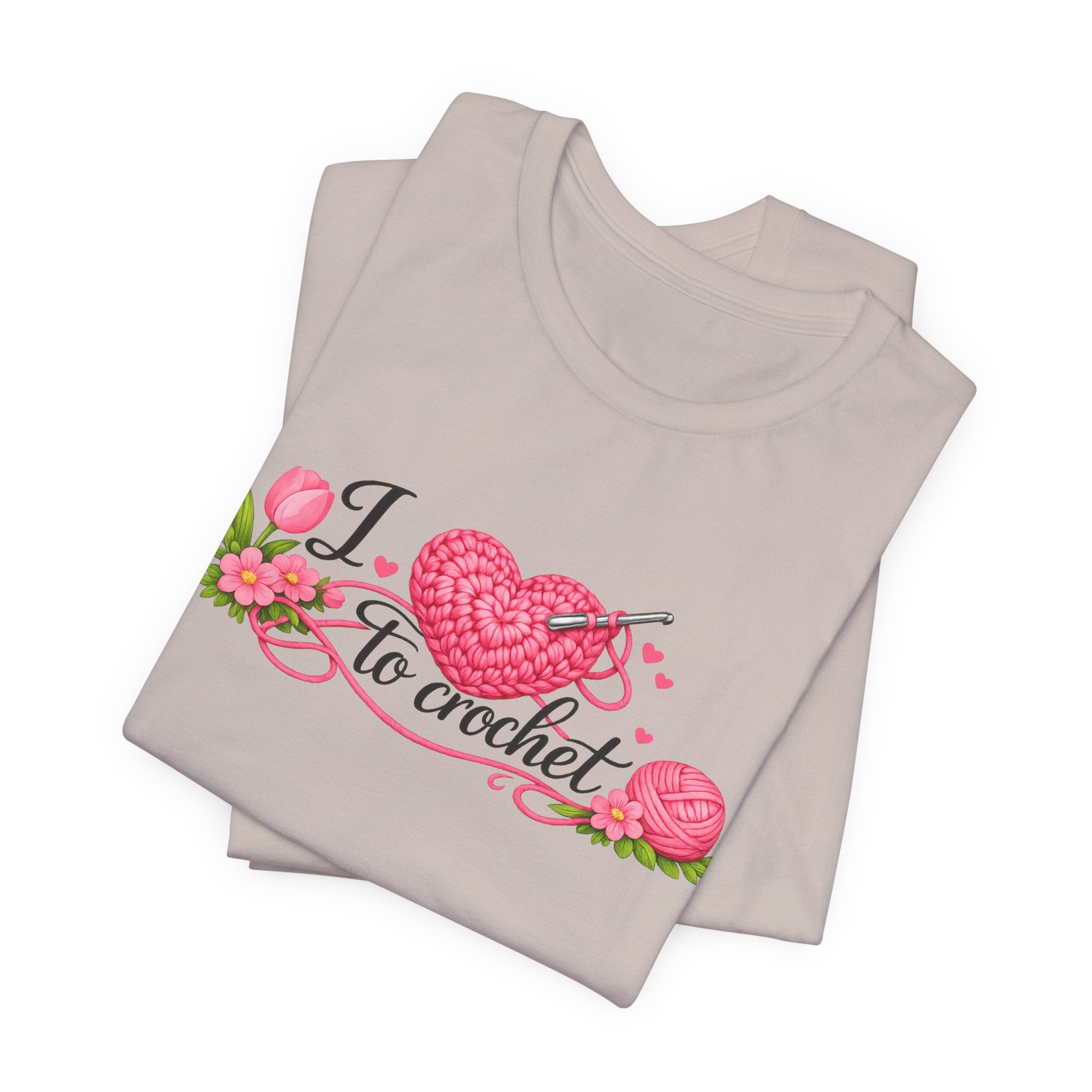 Love to Crochet T-Shirt | Crochet Heart Graphic, Tulip Tee