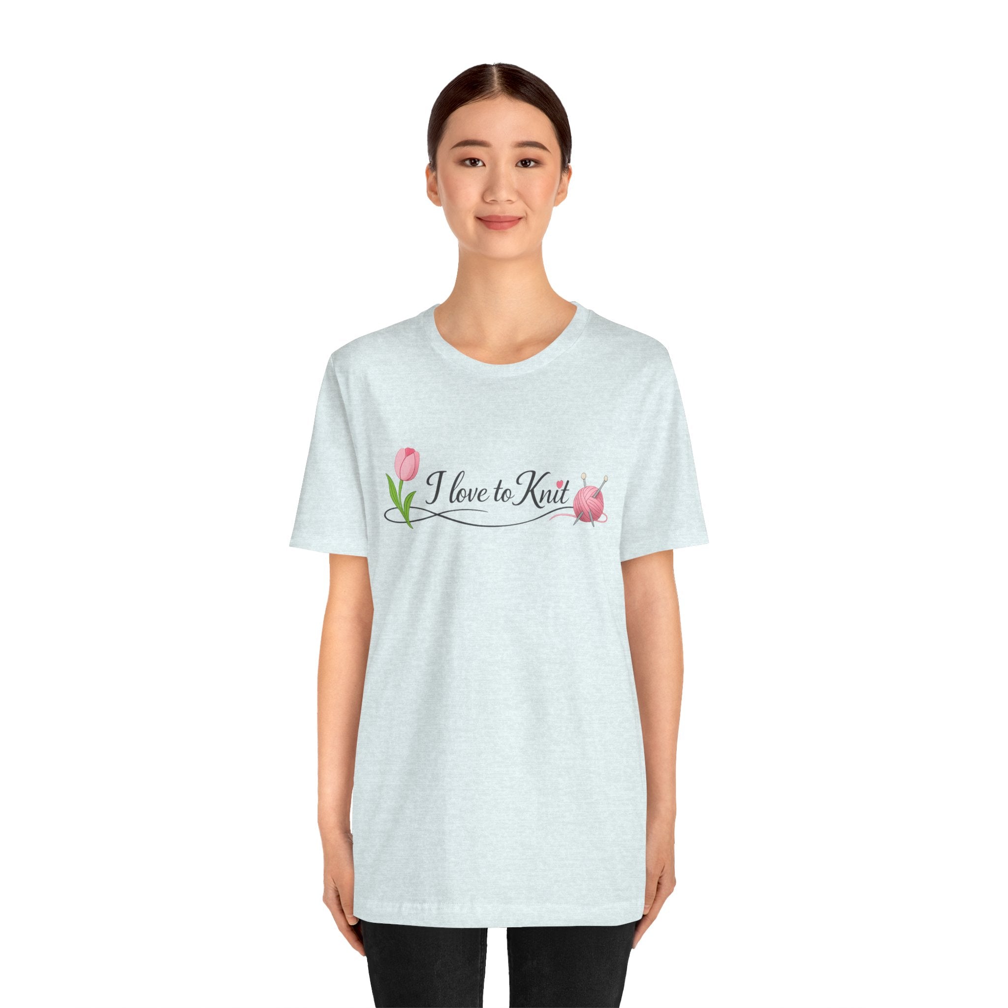 I Love to Knit T-Shirt | Knitting Heart Graphic, Tulip and Yarn Tee