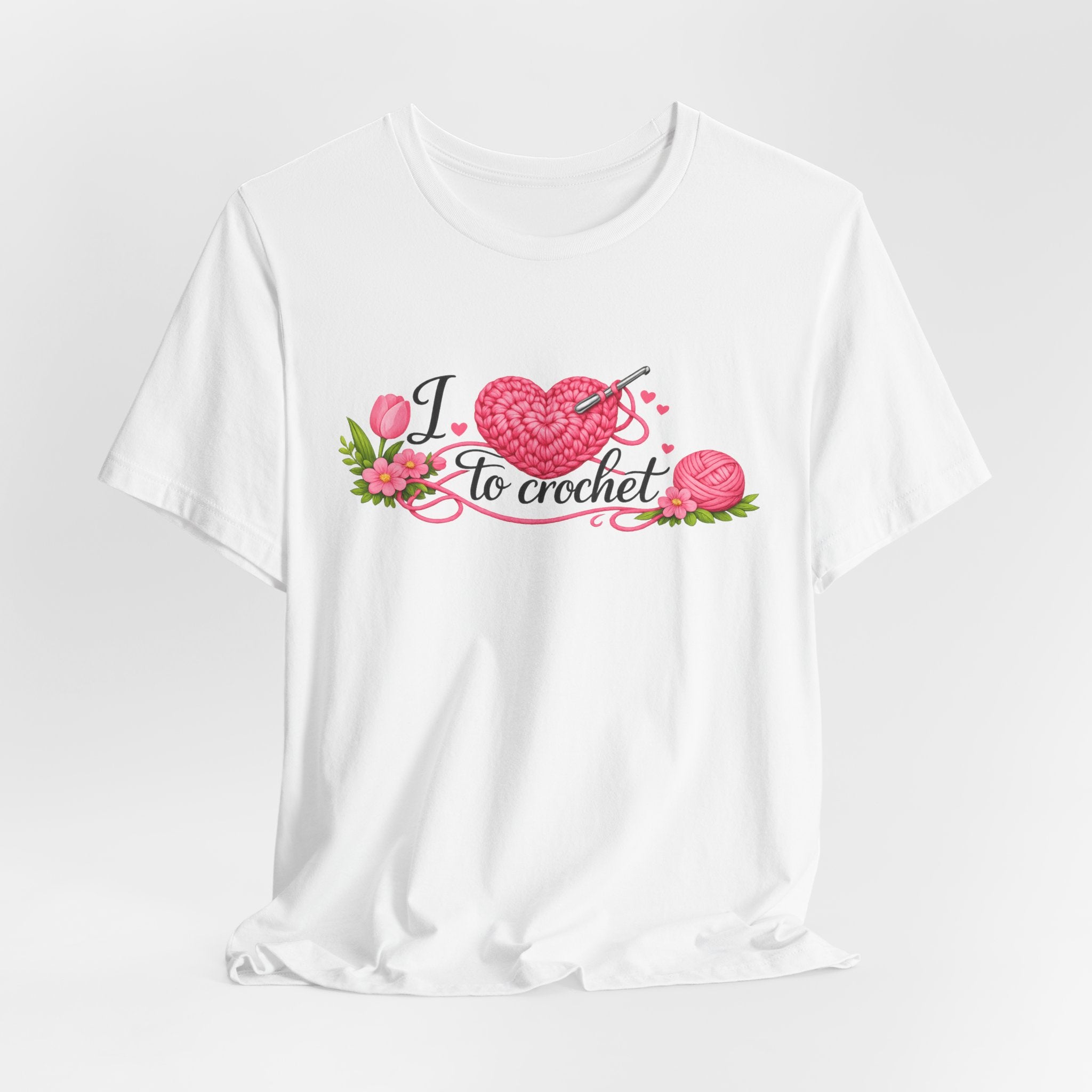 Love to Crochet T-Shirt | Crochet Heart Graphic, Tulip Tee