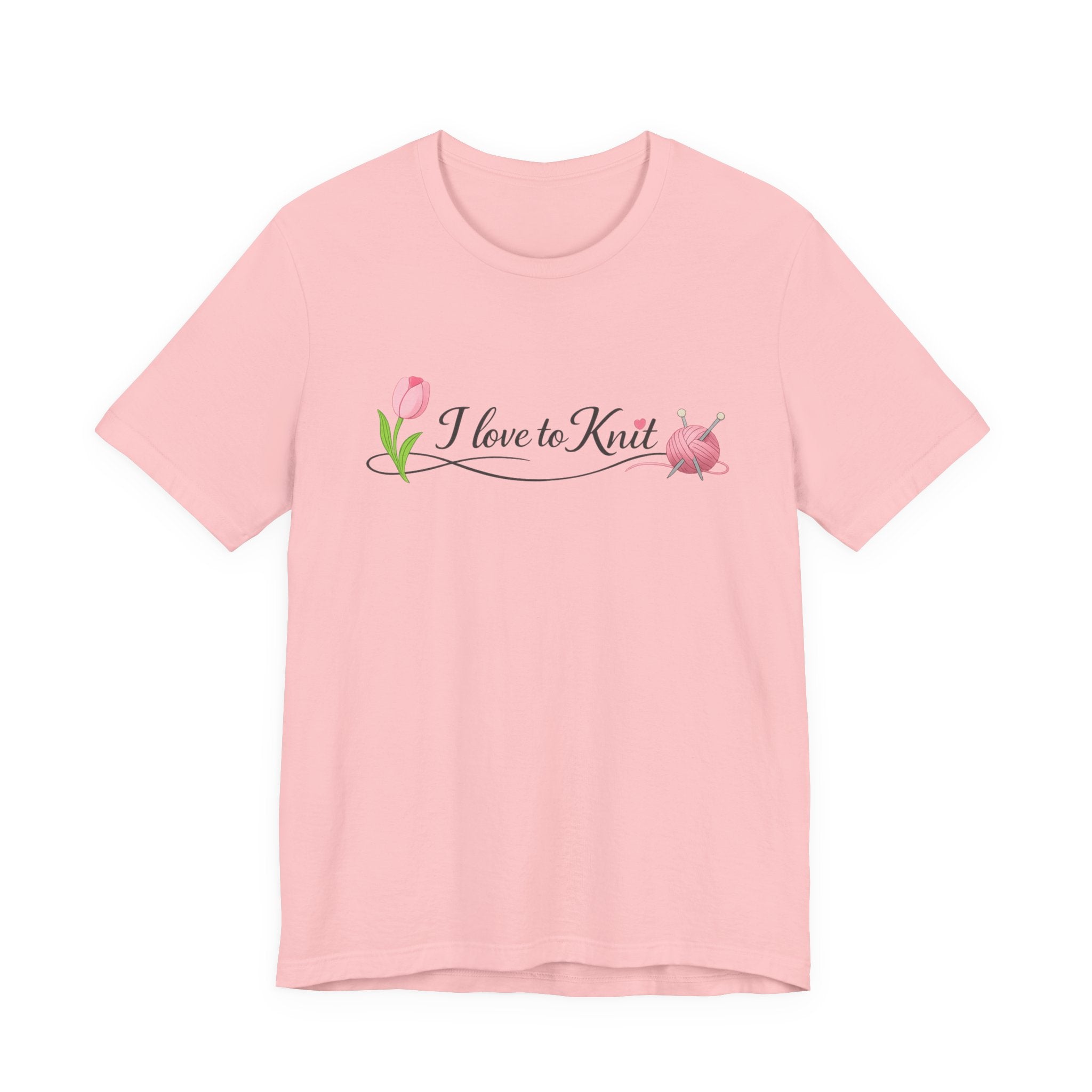 I Love to Knit T-Shirt | Knitting Heart Graphic, Tulip and Yarn Tee
