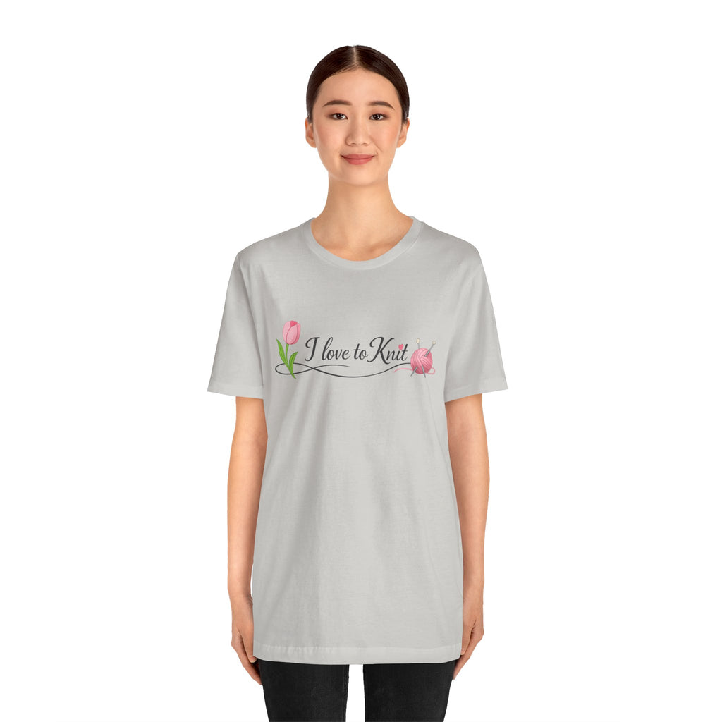 I Love to Knit T-Shirt | Knitting Heart Graphic, Tulip and Yarn Tee