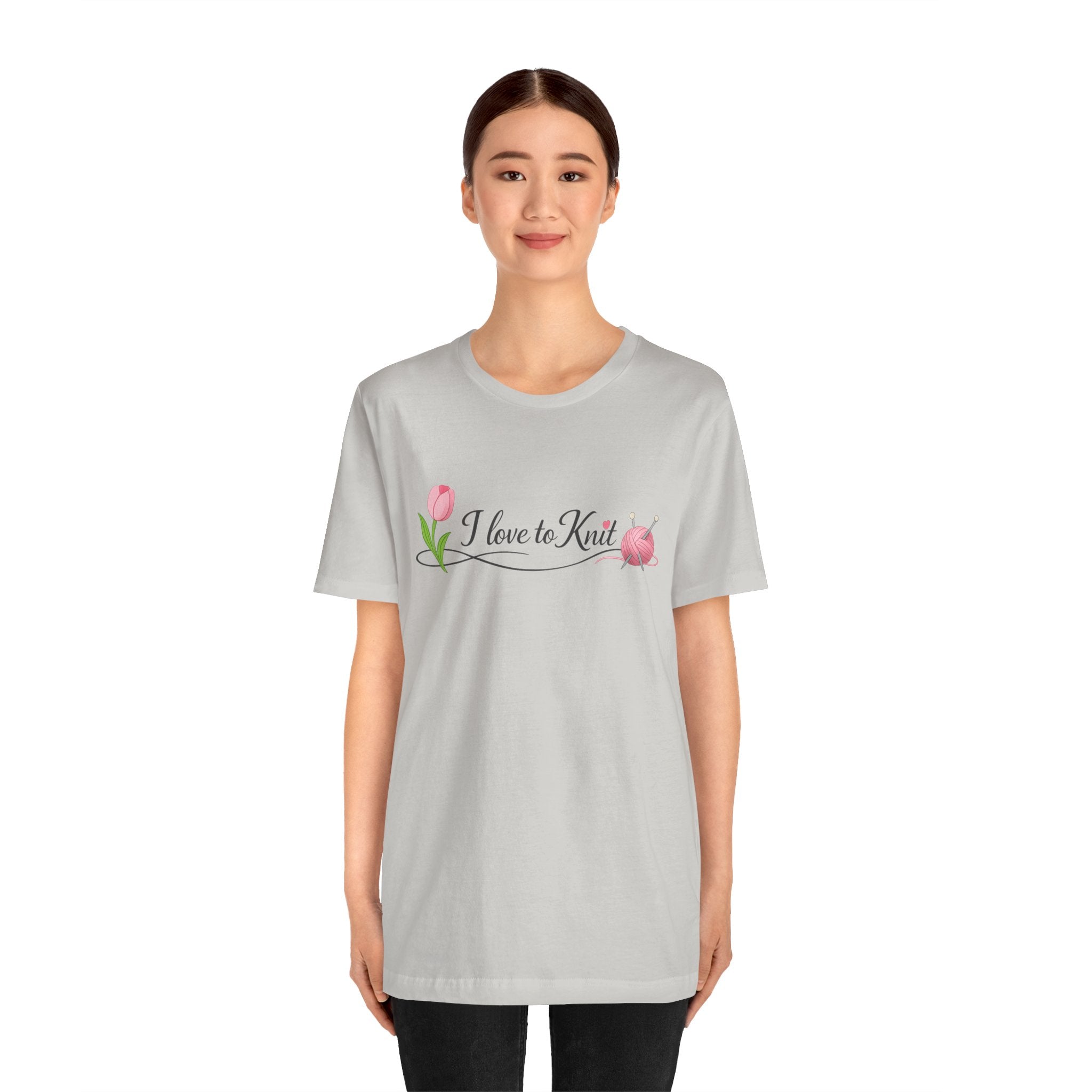 I Love to Knit T-Shirt | Knitting Heart Graphic, Tulip and Yarn Tee
