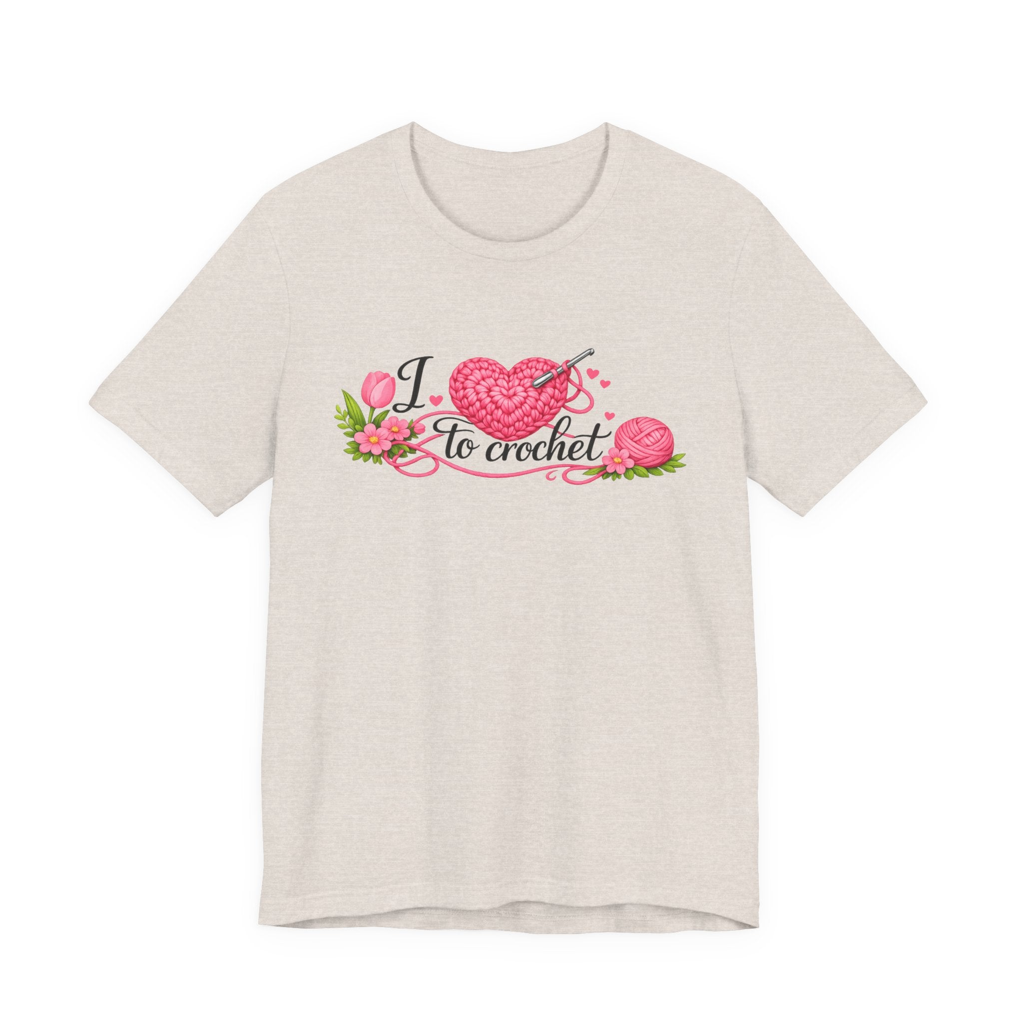 Love to Crochet T-Shirt | Crochet Heart Graphic, Tulip Tee