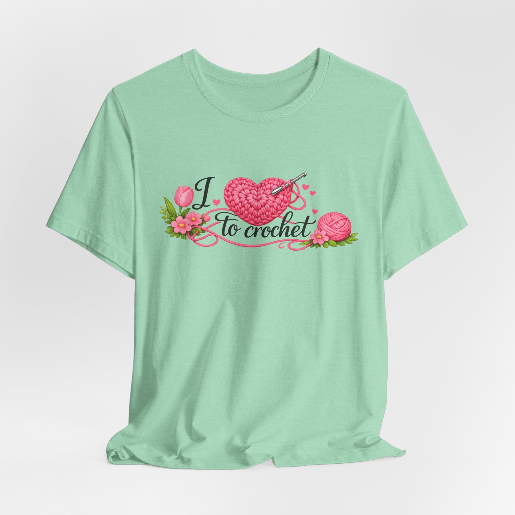 Love to Crochet T-Shirt | Crochet Heart Graphic, Tulip Tee