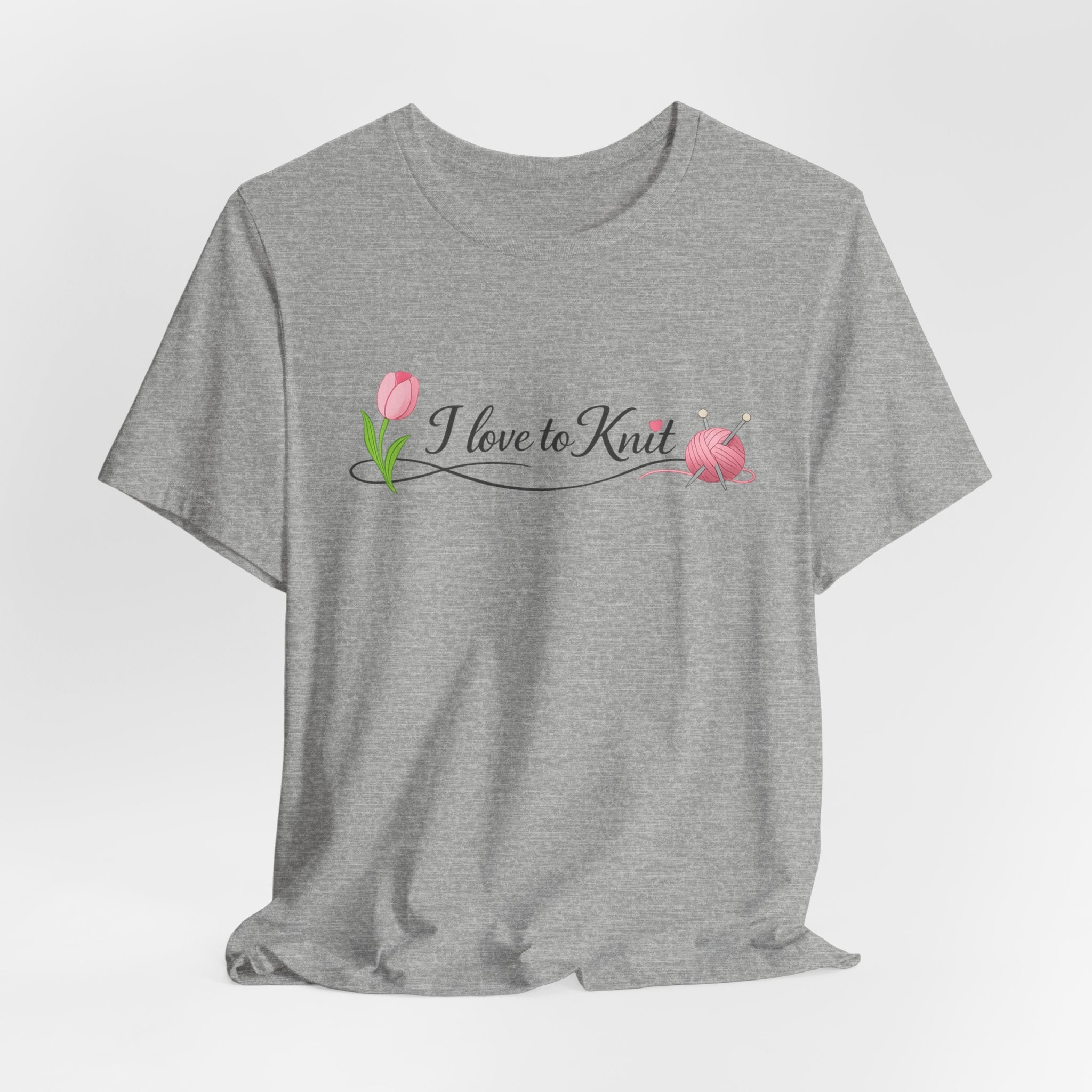 I Love to Knit T-Shirt | Knitting Heart Graphic, Tulip and Yarn Tee
