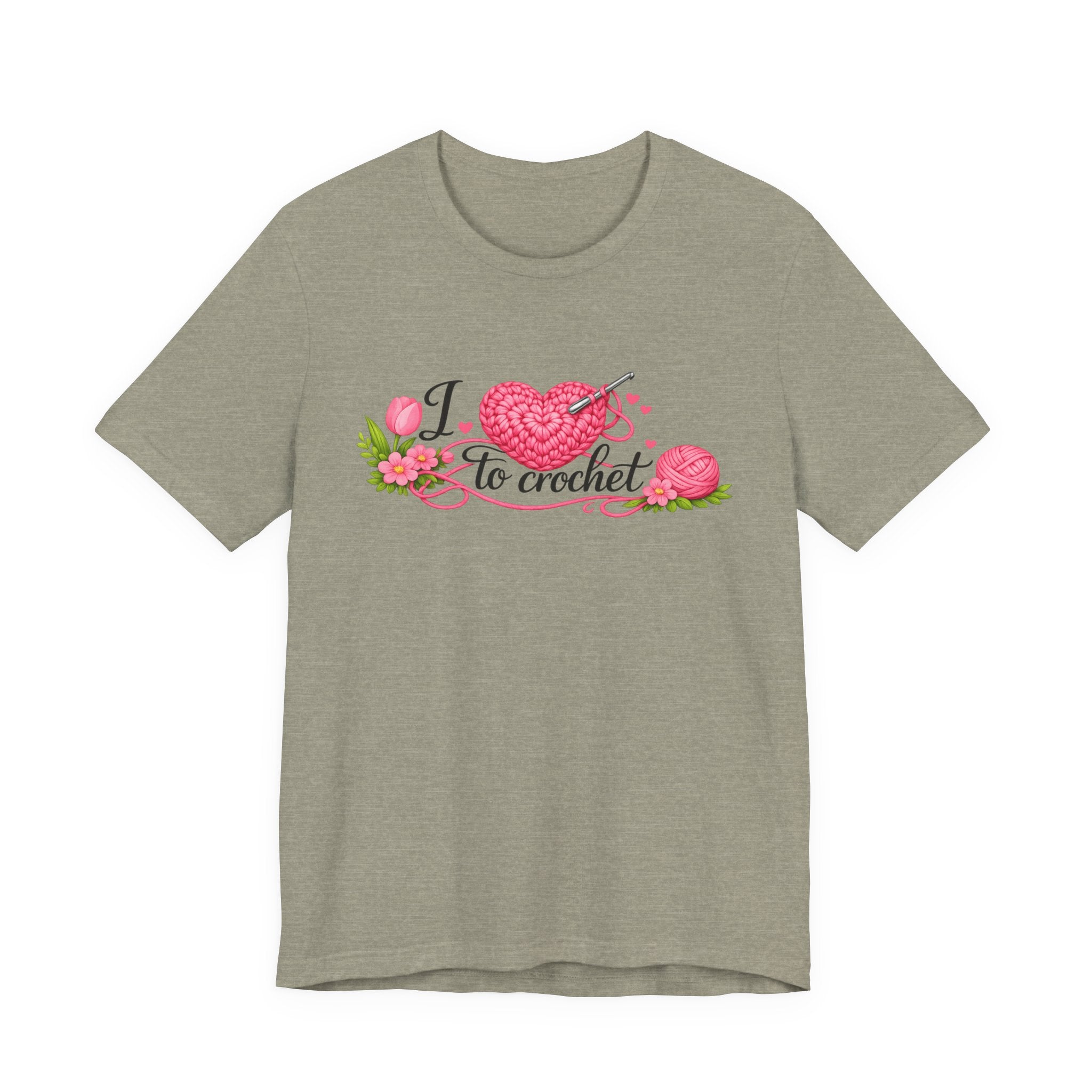 Love to Crochet T-Shirt | Crochet Heart Graphic, Tulip Tee