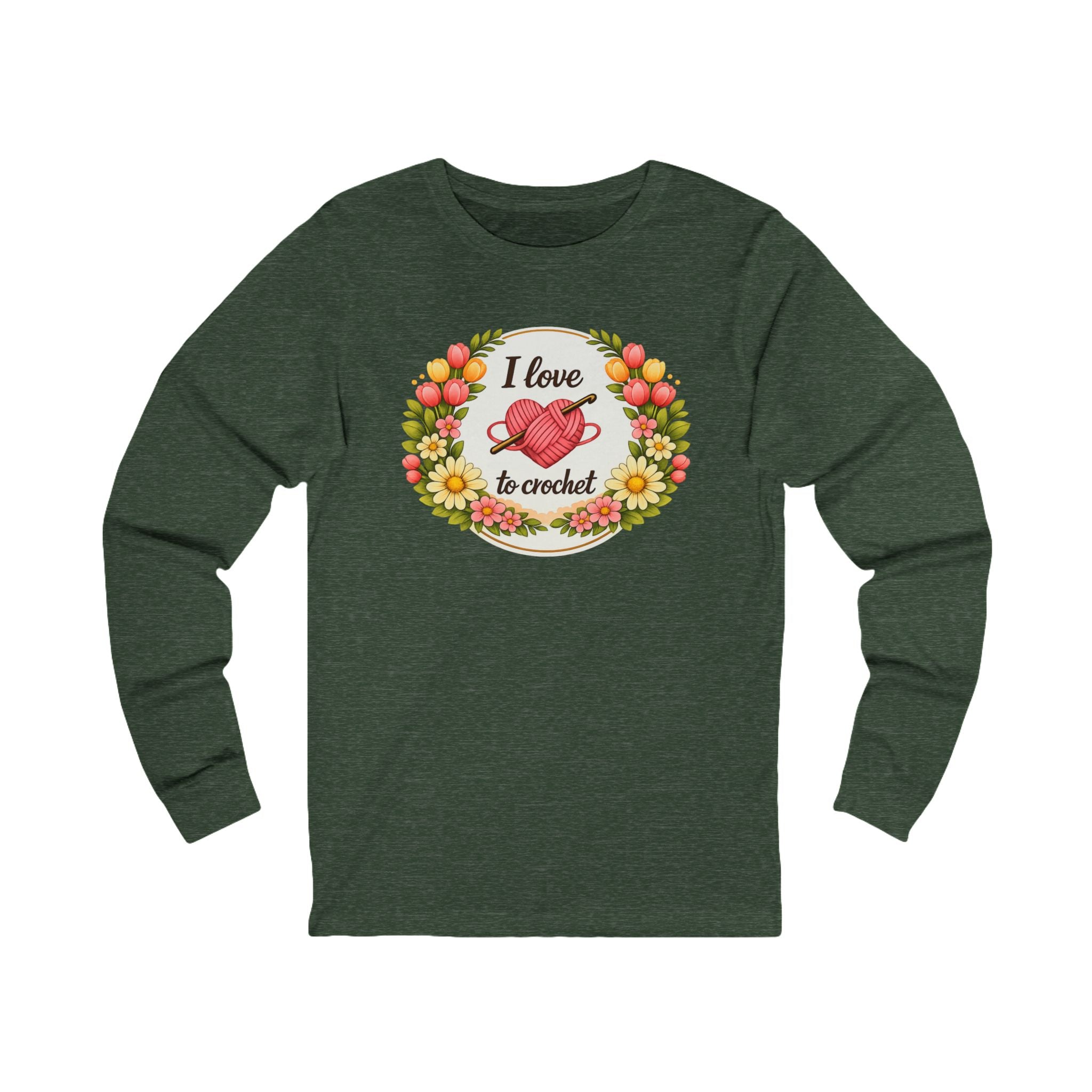 I Love to Crochet Floral Long Sleeve Tee