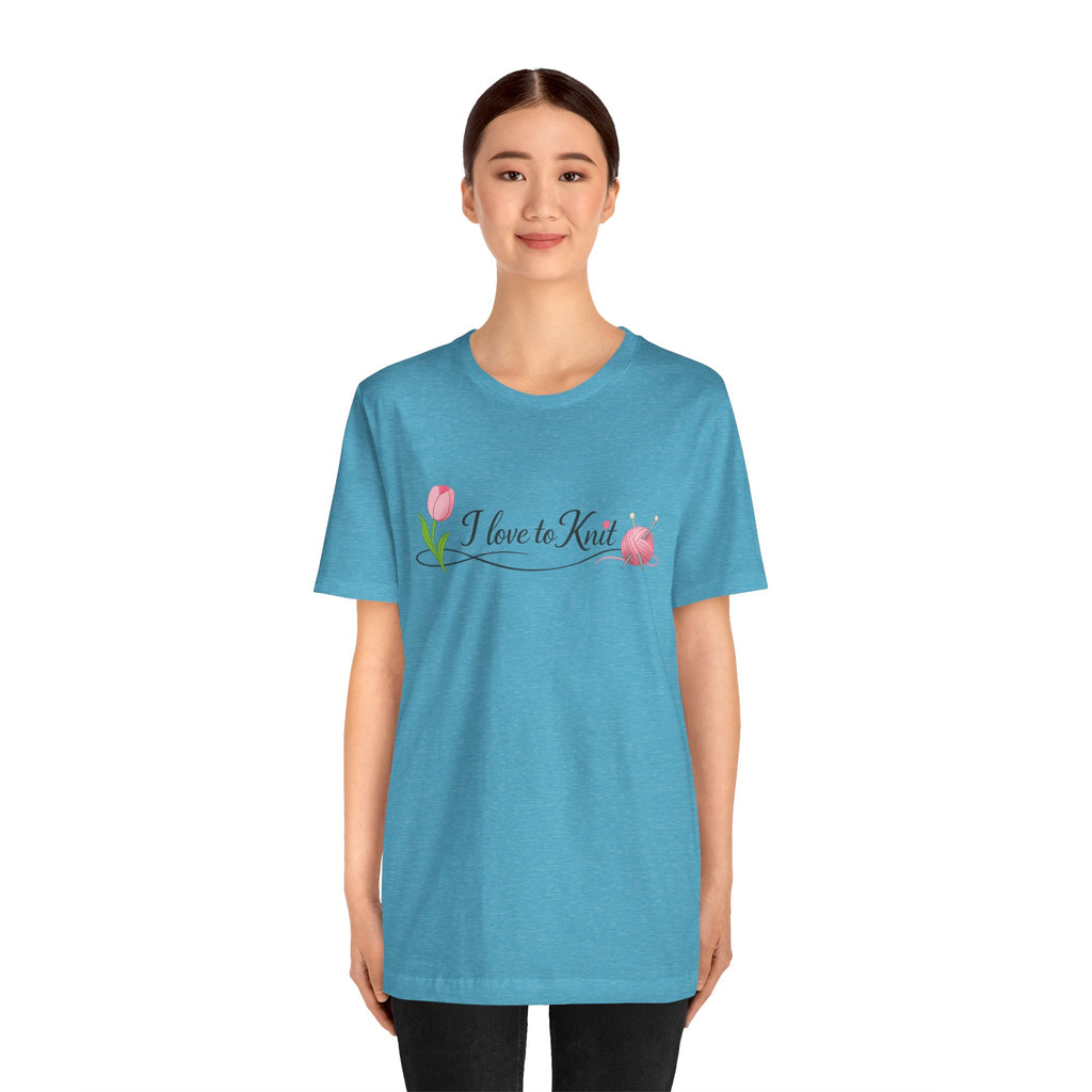 I Love to Knit T-Shirt | Knitting Heart Graphic, Tulip and Yarn Tee