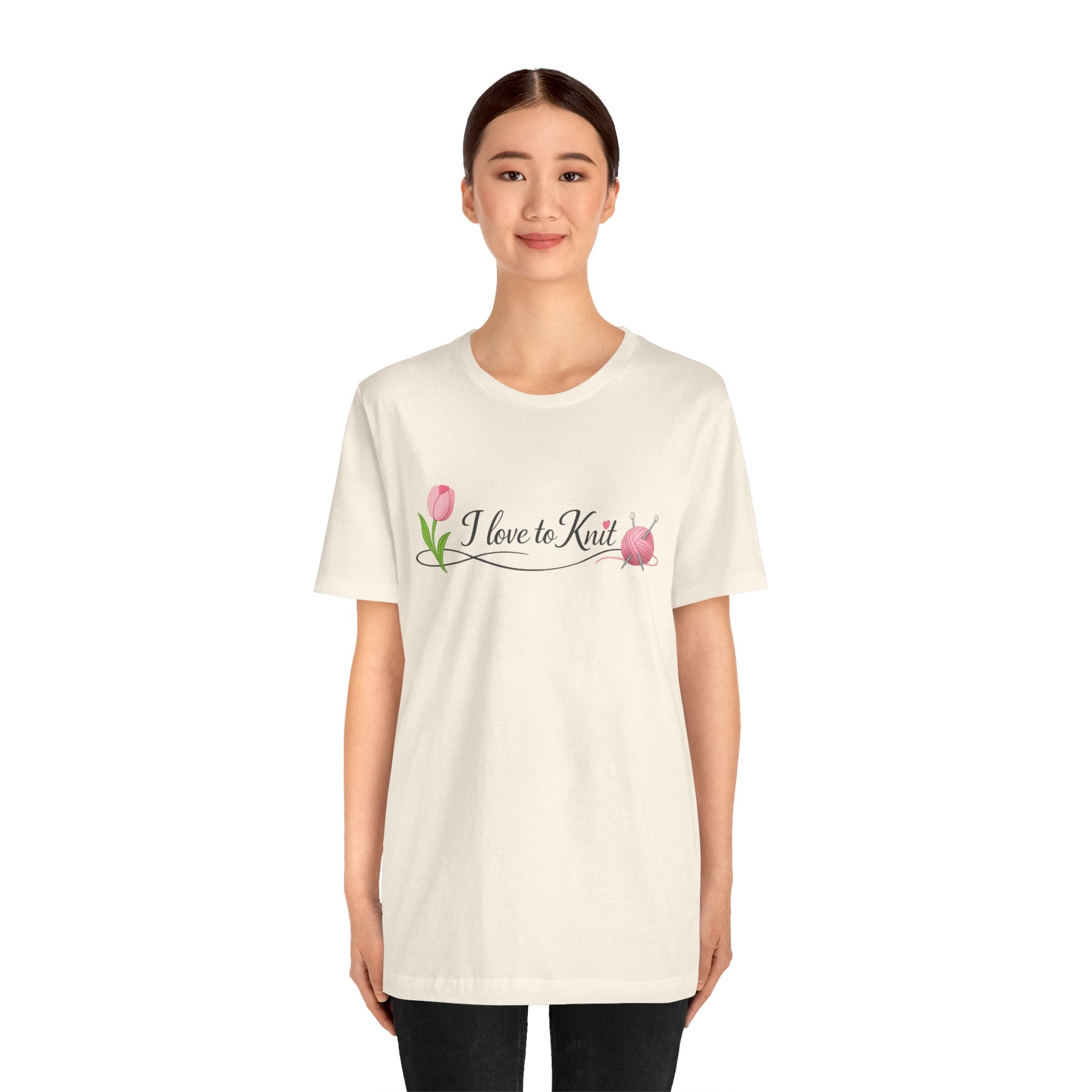 I Love to Knit T-Shirt | Knitting Heart Graphic, Tulip and Yarn Tee