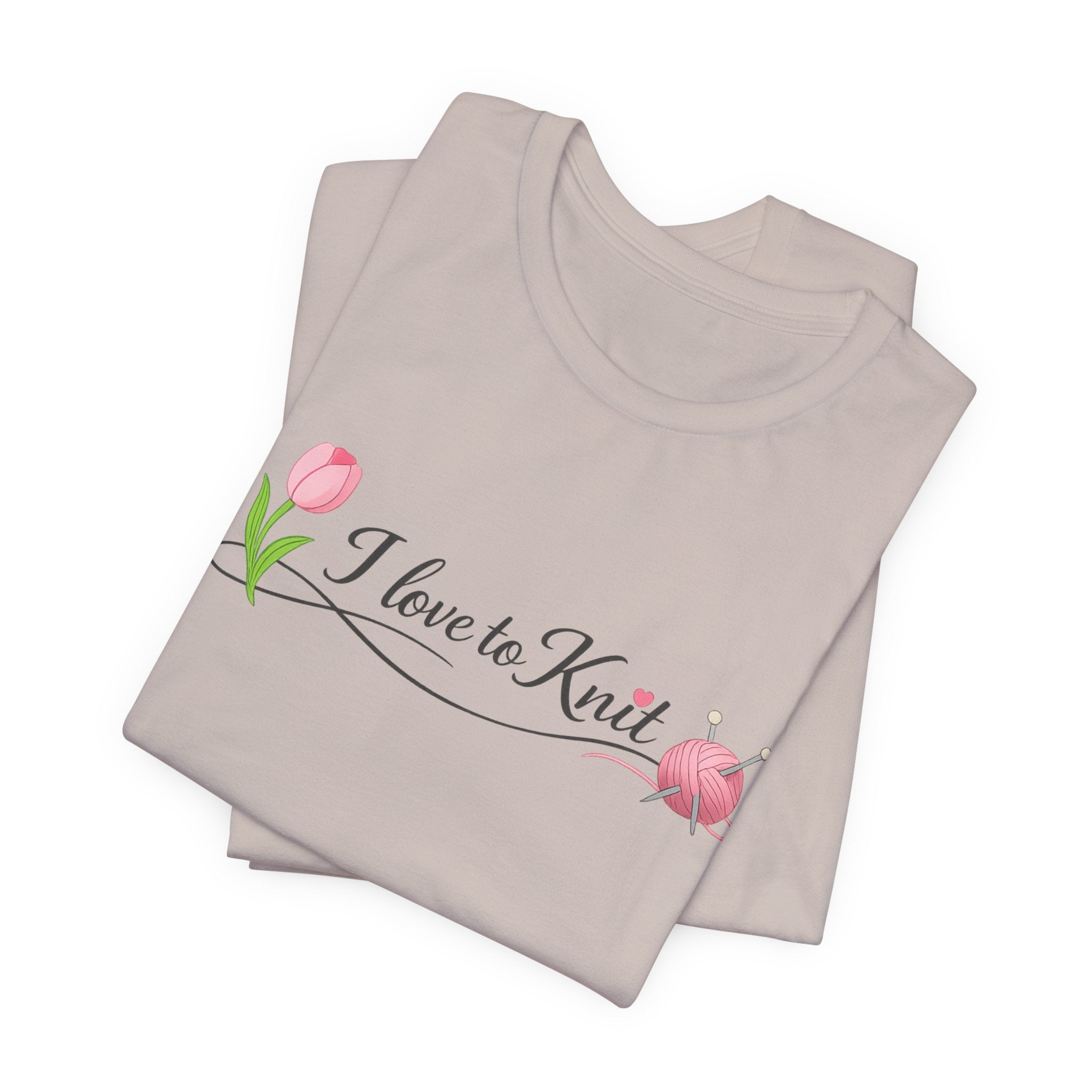 I Love to Knit T-Shirt | Knitting Heart Graphic, Tulip and Yarn Tee