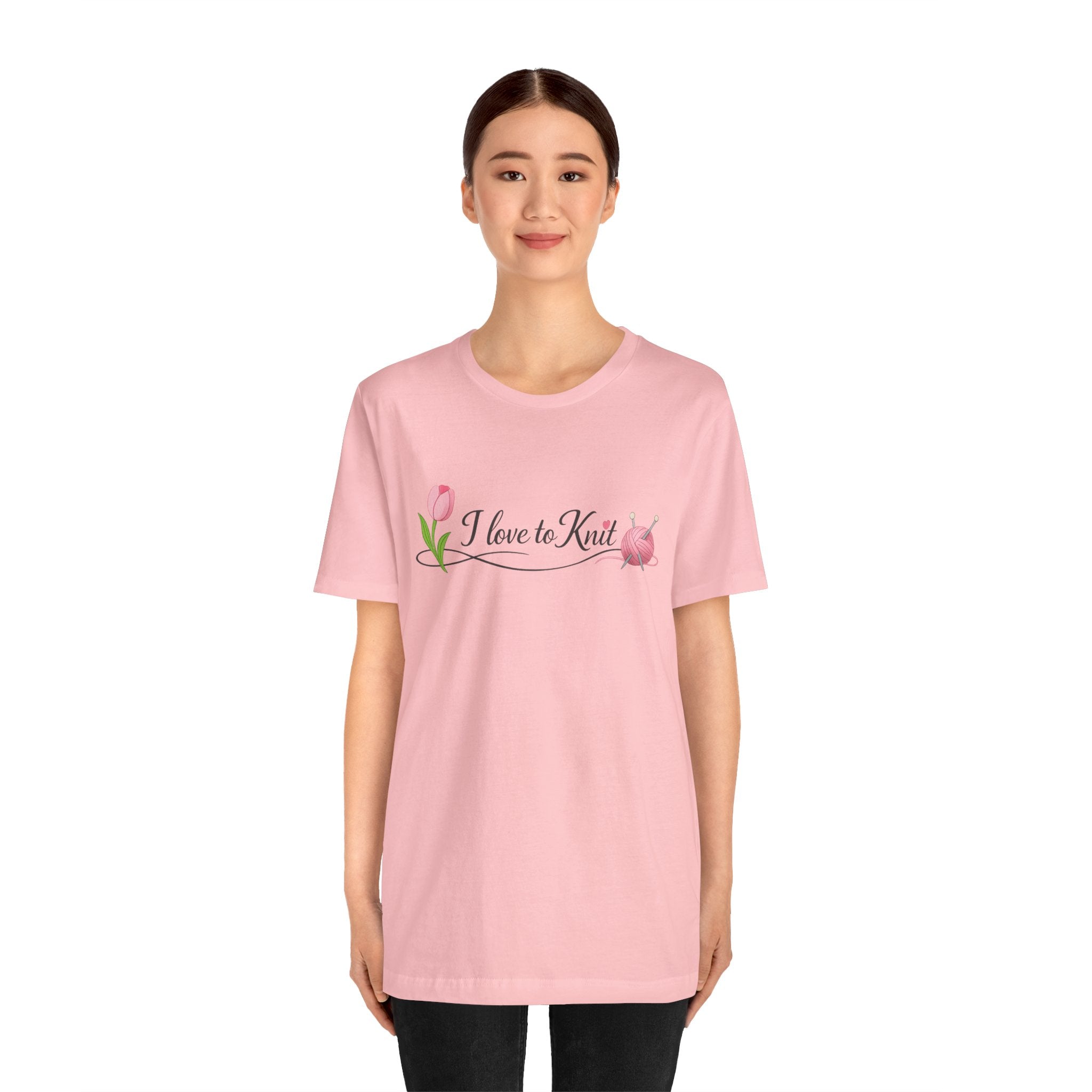 I Love to Knit T-Shirt | Knitting Heart Graphic, Tulip and Yarn Tee