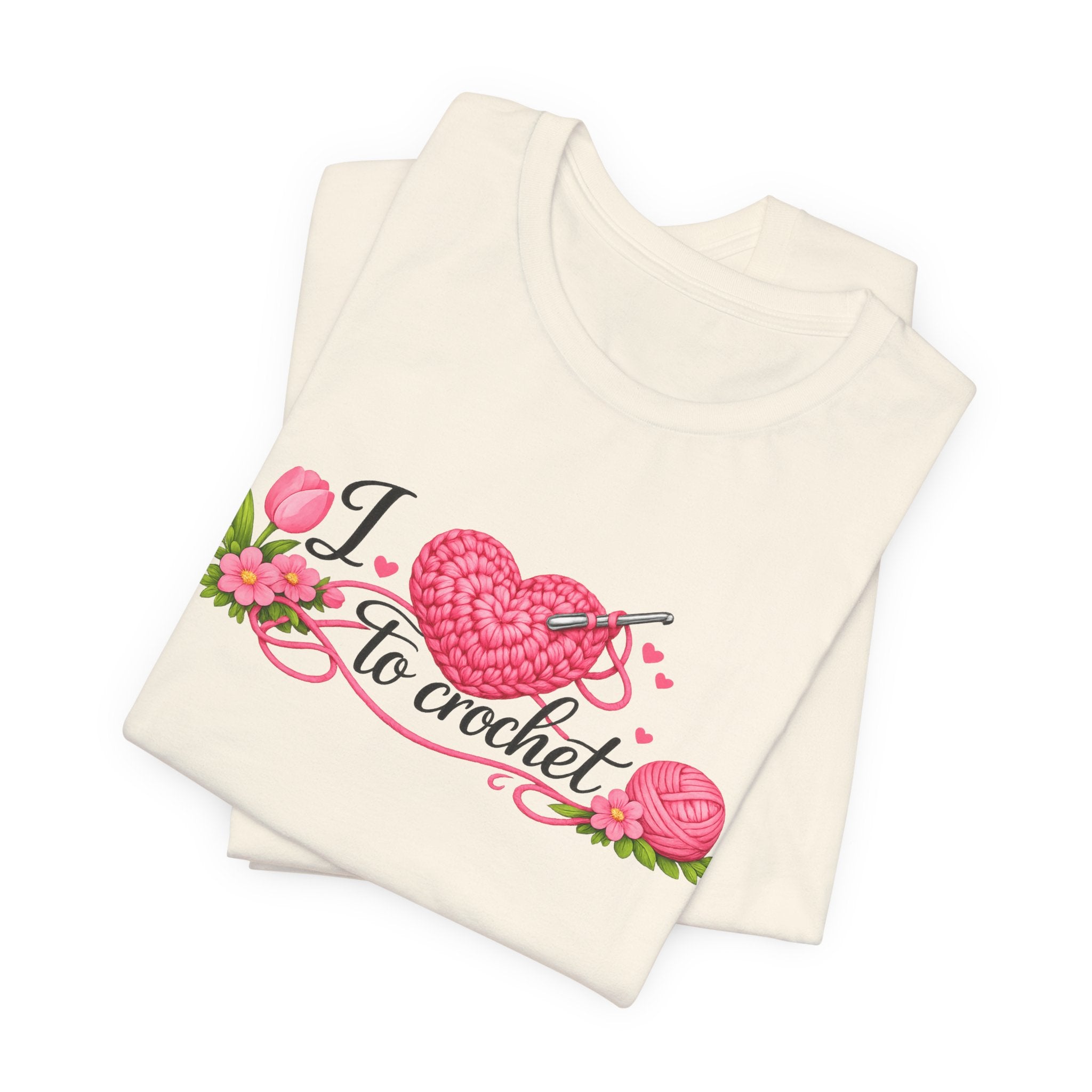 Love to Crochet T-Shirt | Crochet Heart Graphic, Tulip Tee