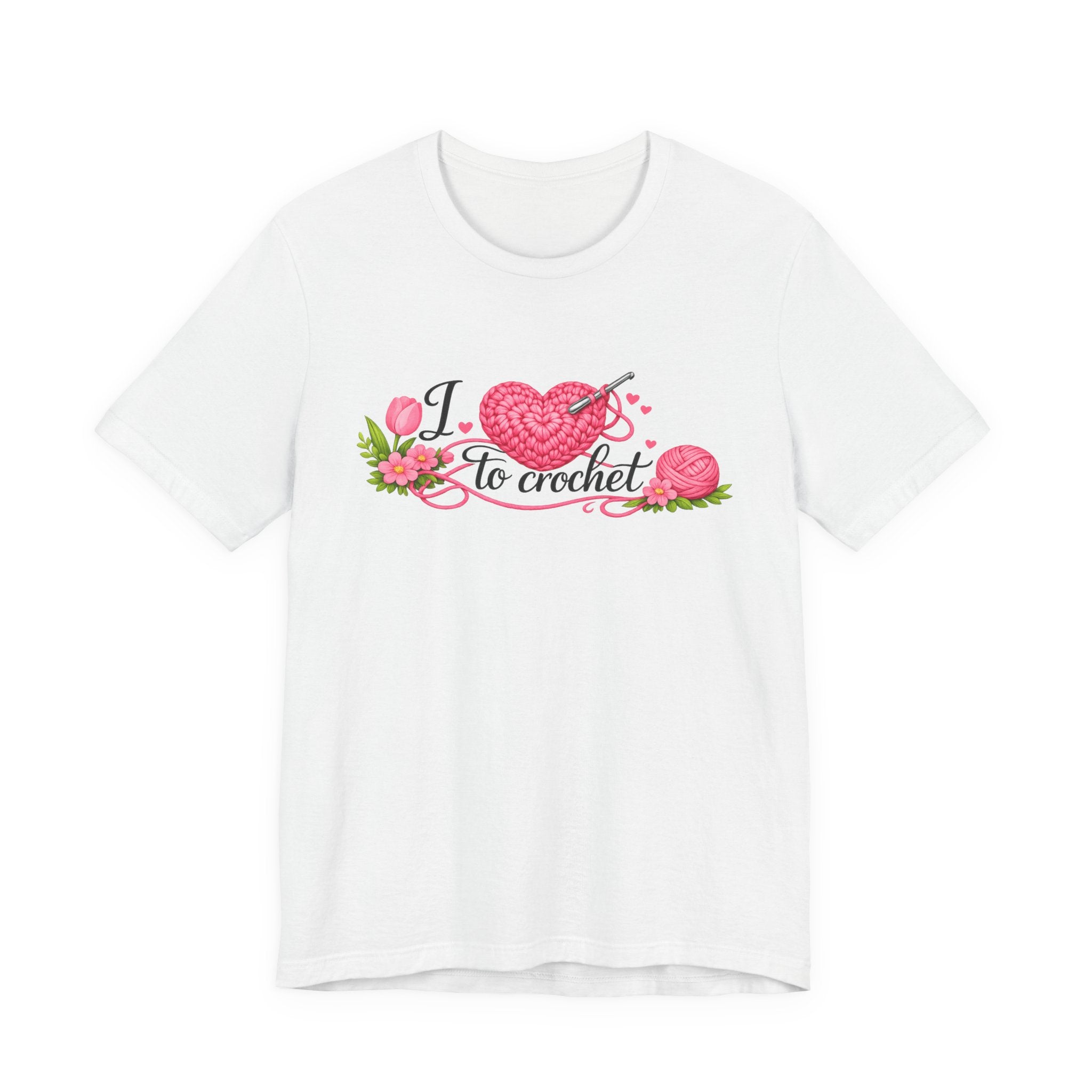 Love to Crochet T-Shirt | Crochet Heart Graphic, Tulip Tee