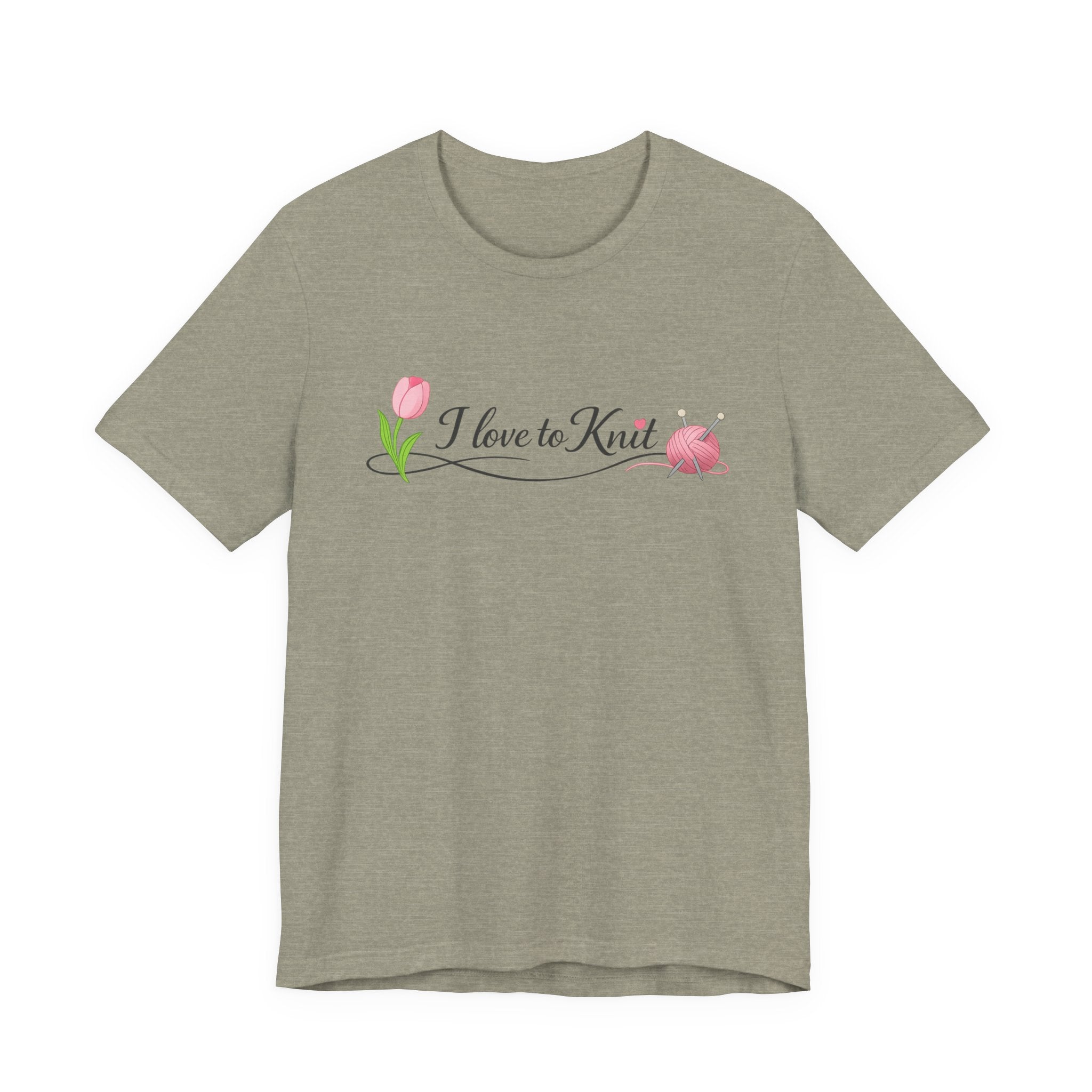 I Love to Knit T-Shirt | Knitting Heart Graphic, Tulip and Yarn Tee