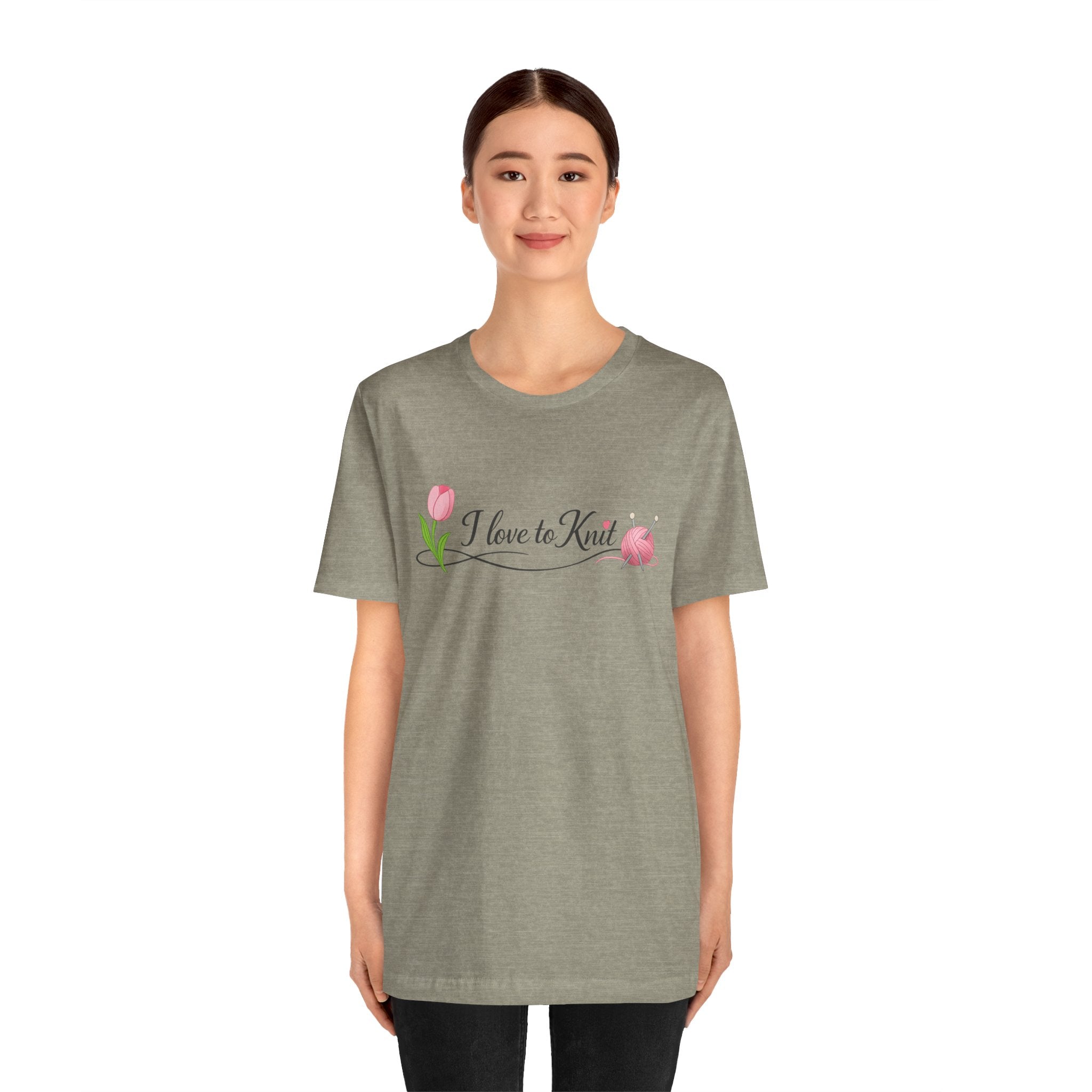 I Love to Knit T-Shirt | Knitting Heart Graphic, Tulip and Yarn Tee