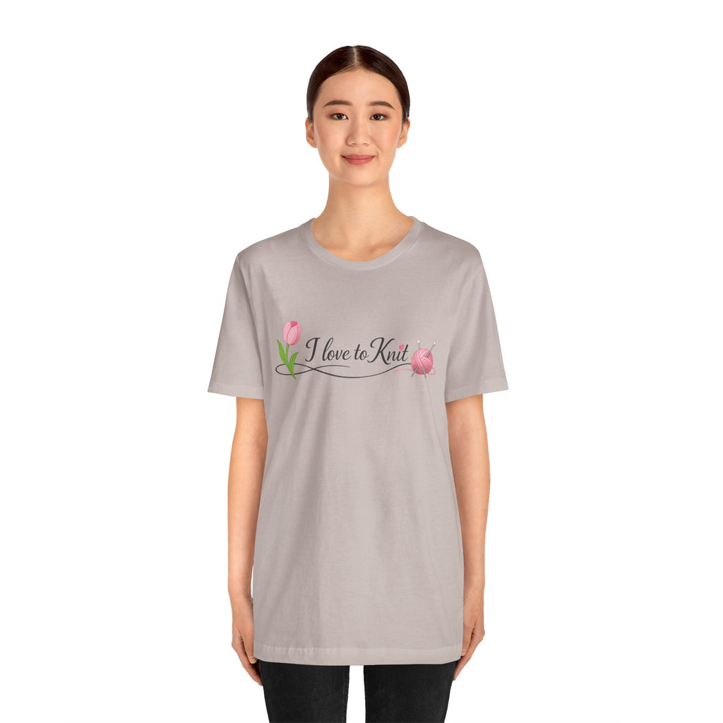I Love to Knit T-Shirt | Knitting Heart Graphic, Tulip and Yarn Tee