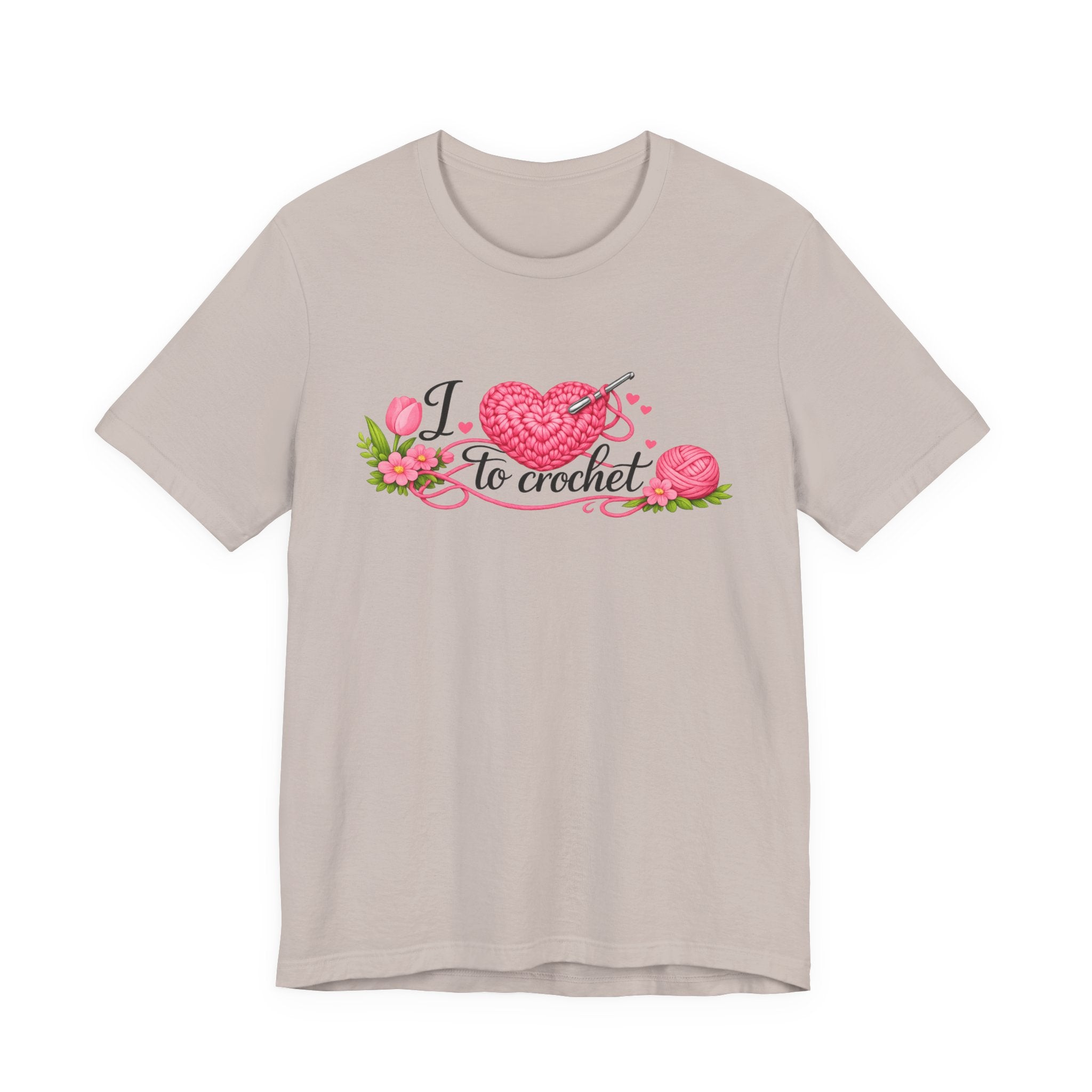 Love to Crochet T-Shirt | Crochet Heart Graphic, Tulip Tee