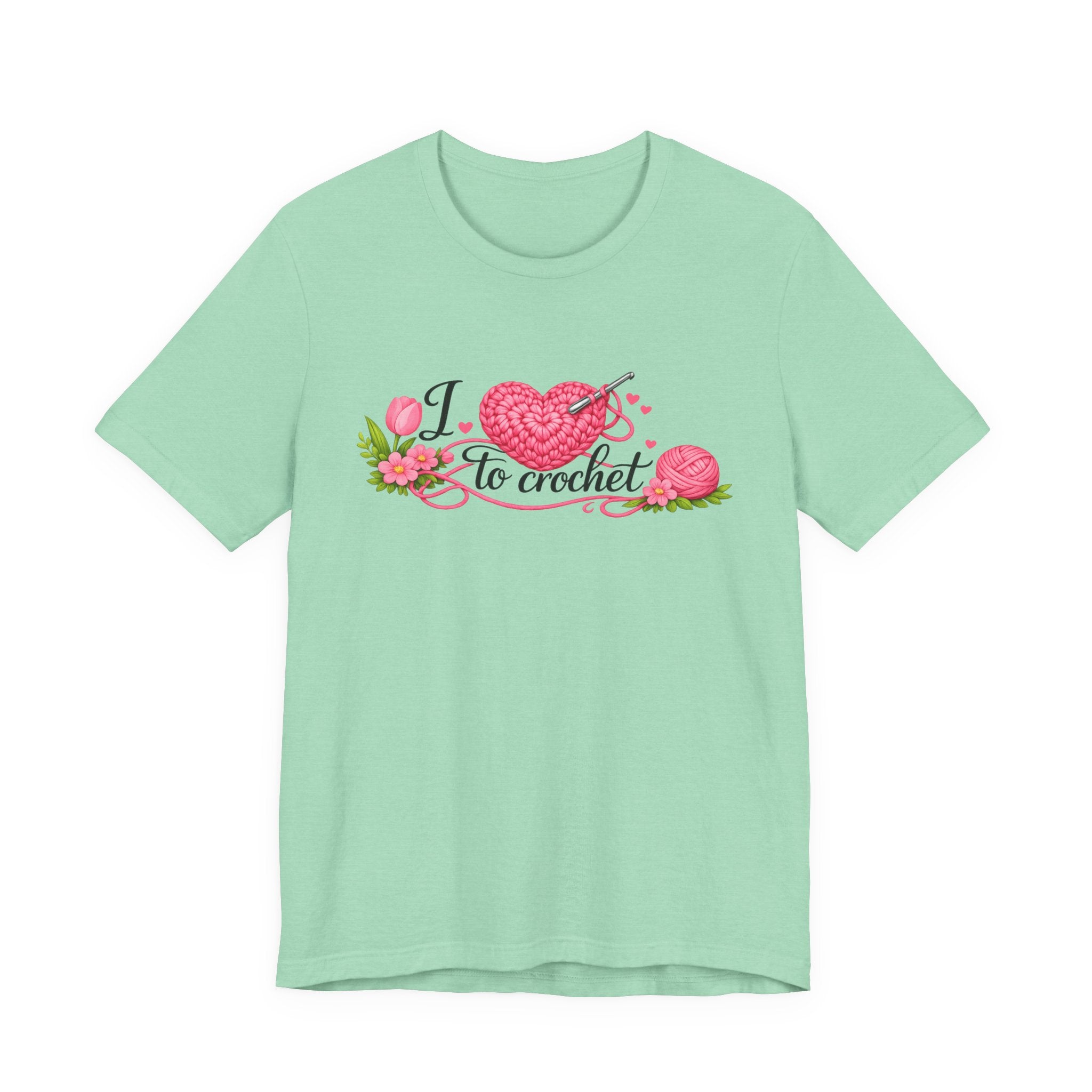 Love to Crochet T-Shirt | Crochet Heart Graphic, Tulip Tee