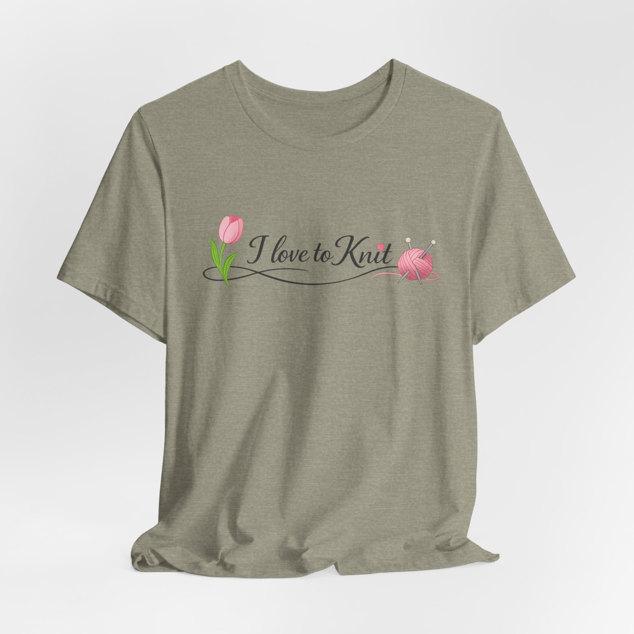 I Love to Knit T-Shirt | Knitting Heart Graphic, Tulip and Yarn Tee
