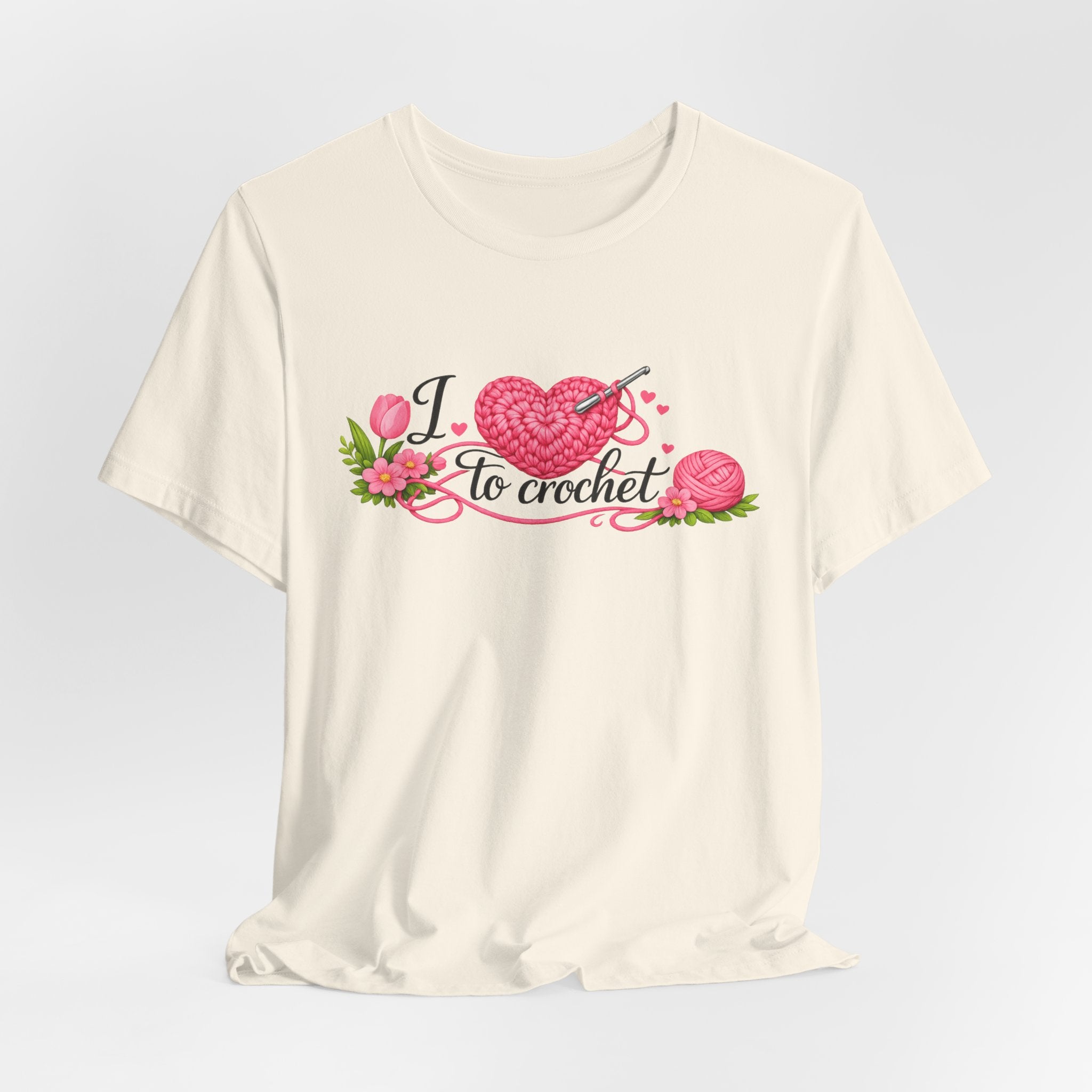 Love to Crochet T-Shirt | Crochet Heart Graphic, Tulip Tee